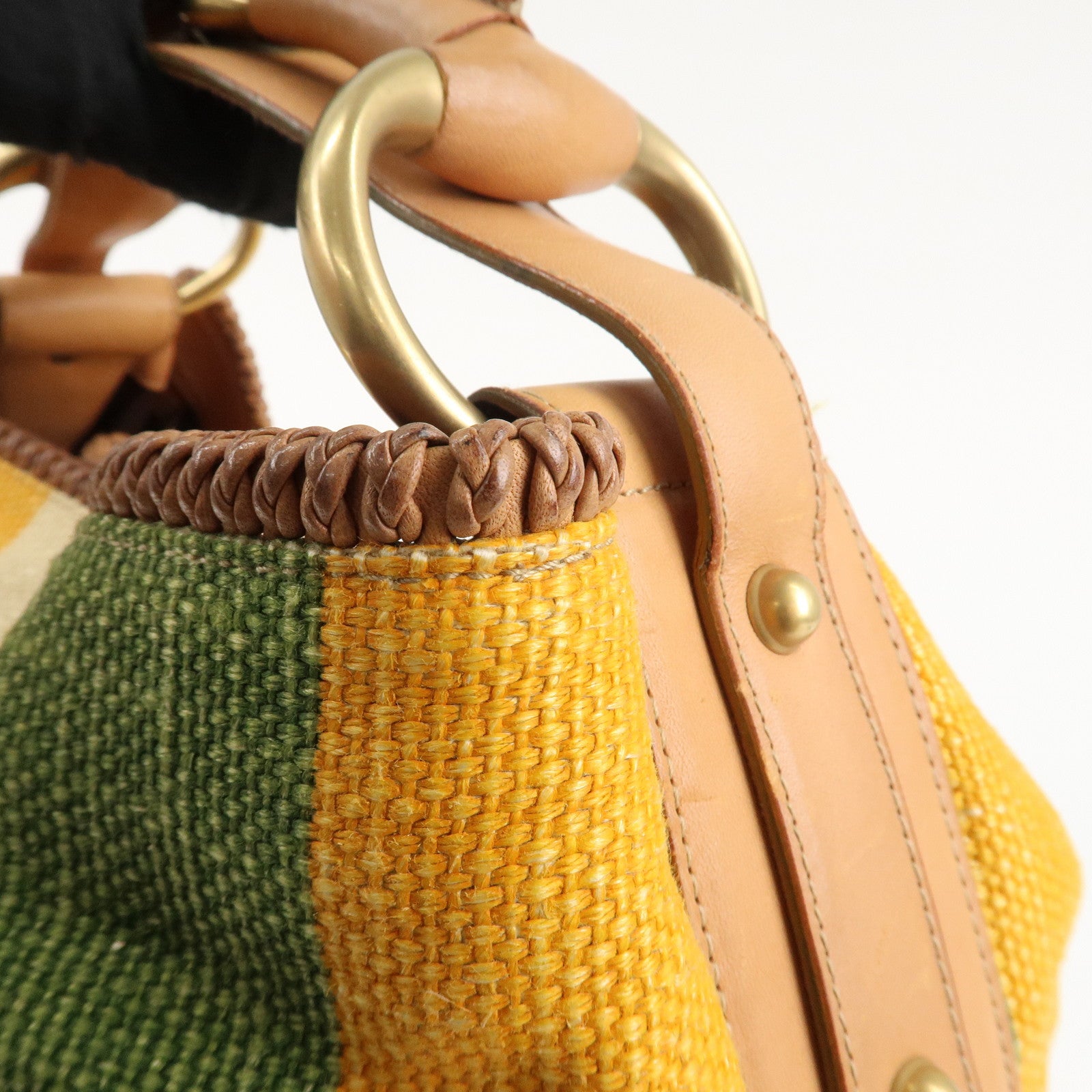 GUCCI Horsebit Canvas Leather Hand Bag Shoulder Bag 114900 Used