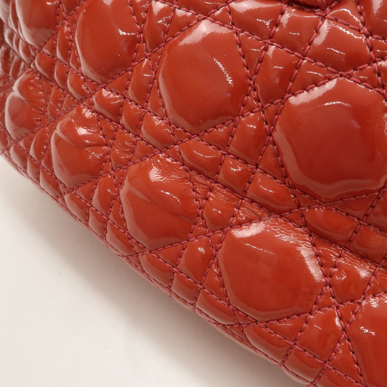 Christian Dior Cannage Patent Leather Chain Shoulder Bag Used