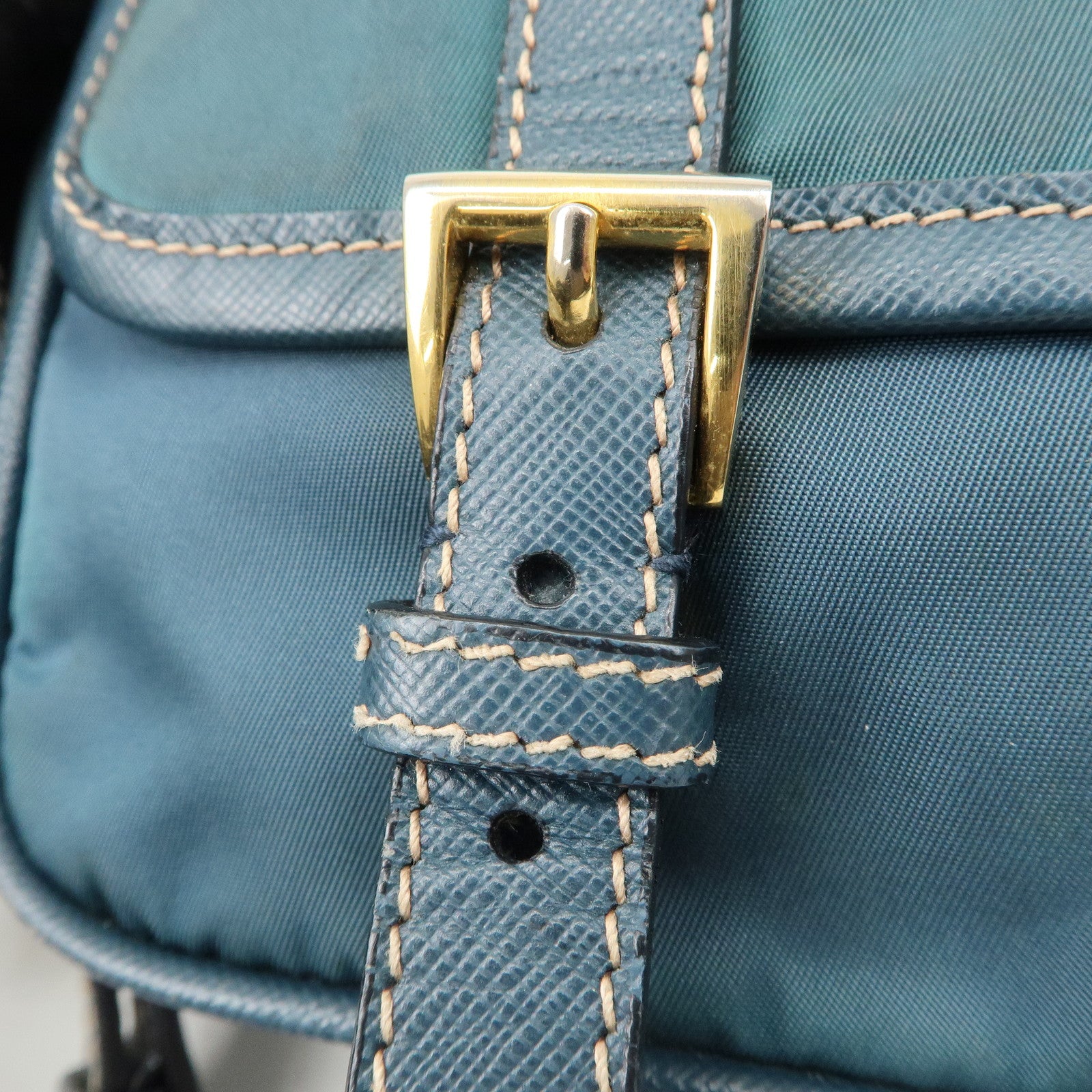 PRADA Nylon Leather Shoulder Bag Crossbody Bag Green BT0772 Used