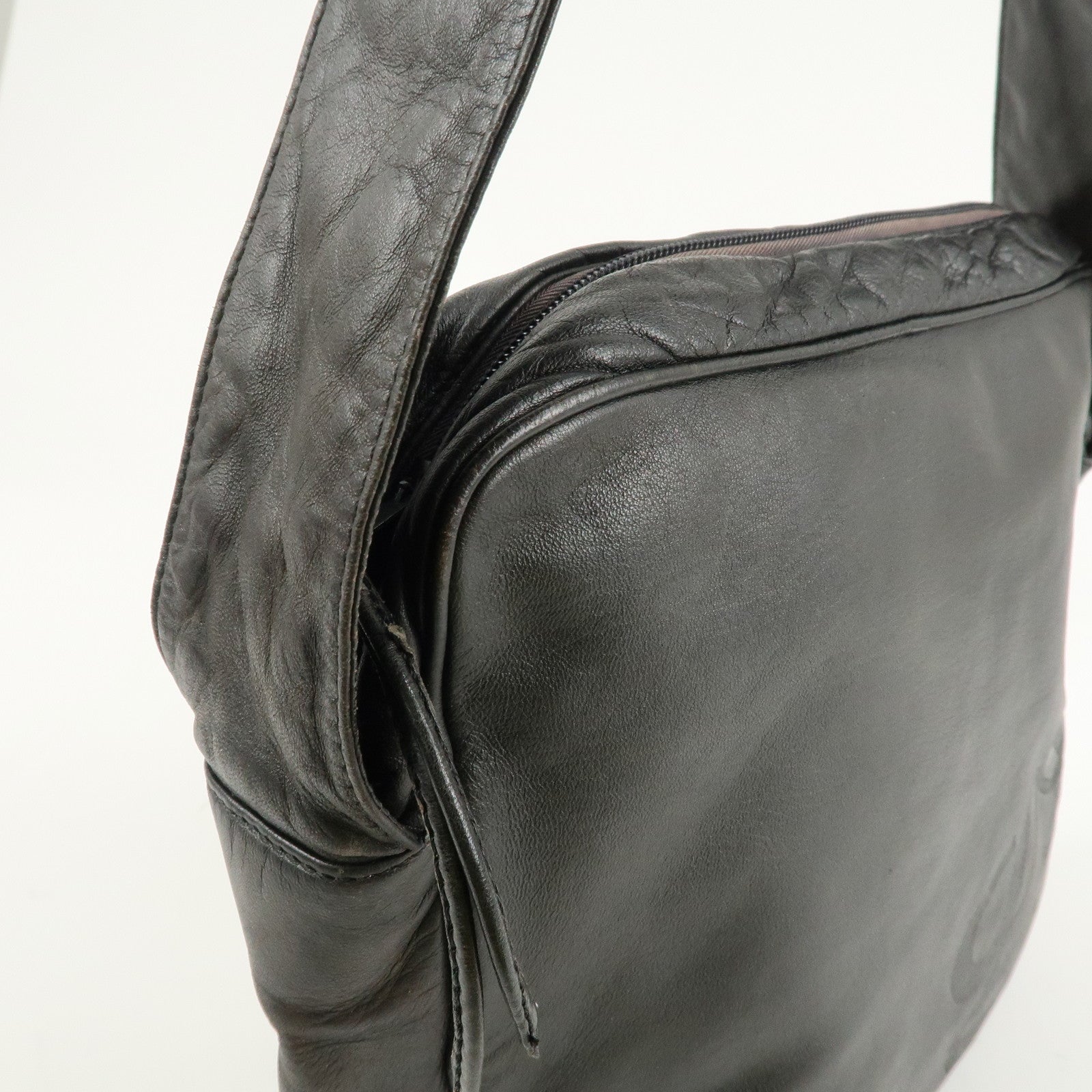 LOEWE Anagram Leather Shoulder Bag Crossbody Bag Black Used