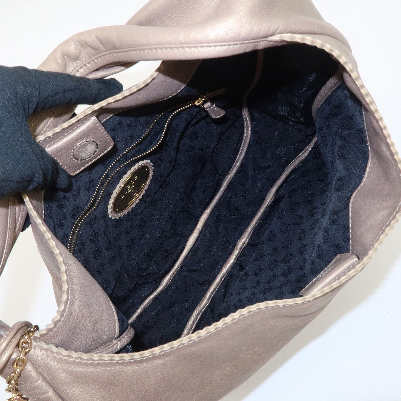 LOEWE Leather Viento One Shoulder Bag Gold Used