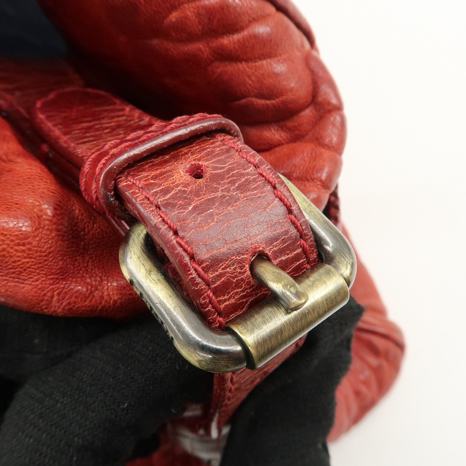 FENDI Ethnico Leather Tote Bag Shoulder Bag Red 8BN162 Used