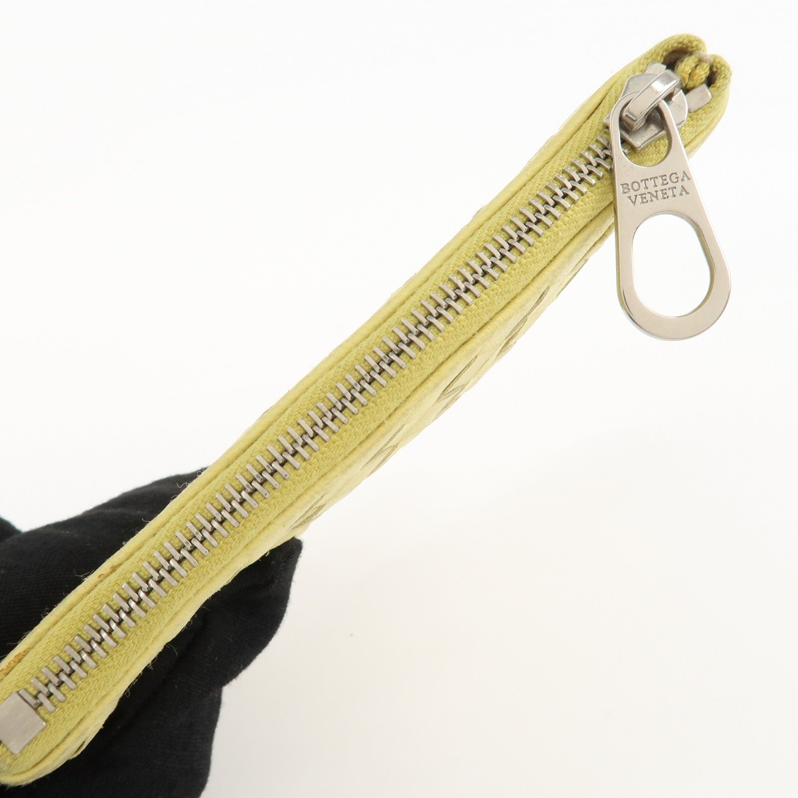 BOTTEGA VENETA Intrecciato Leather Coin Case Yellow 131232 Used