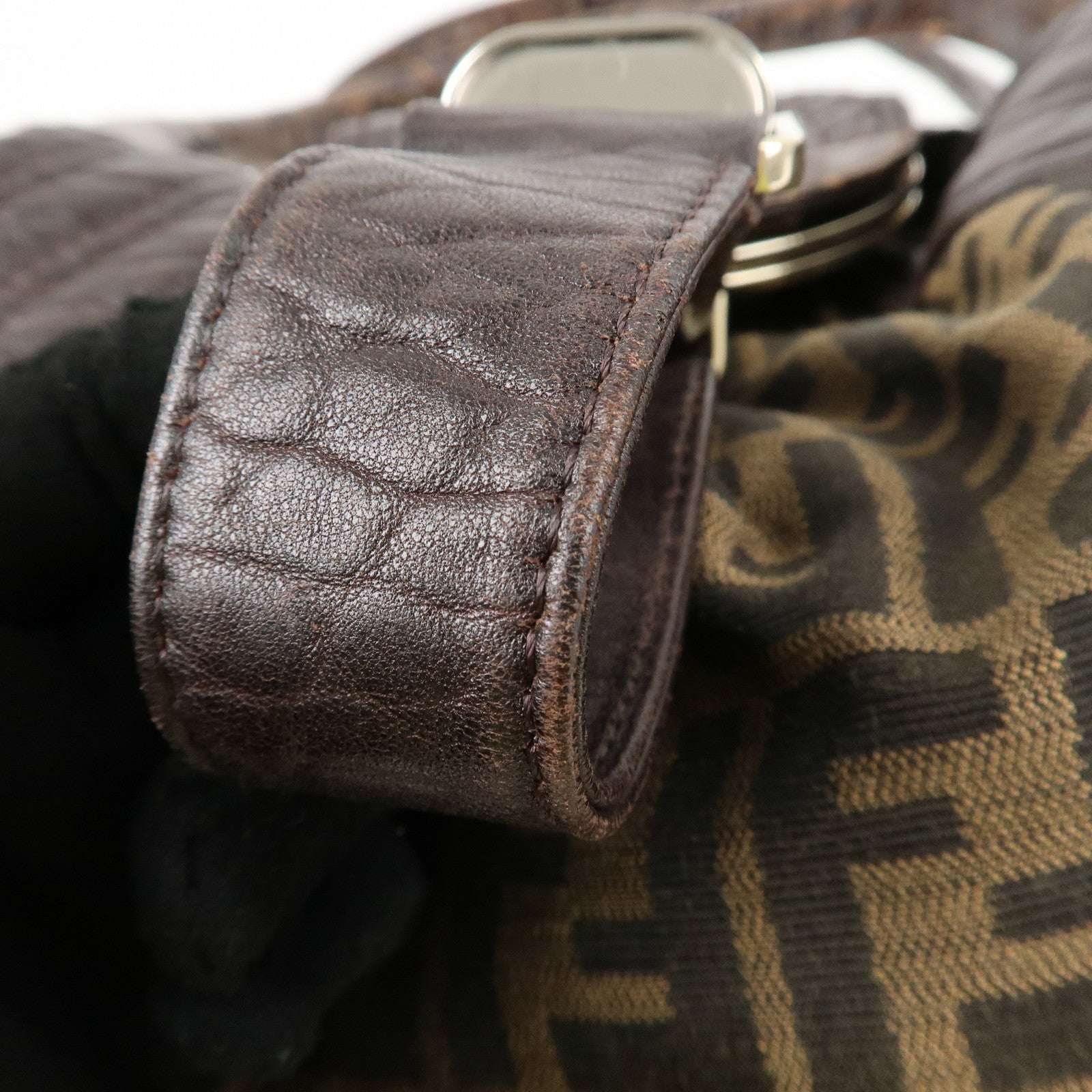 FENDI Zucca Canvas Leather Spy Bag Brown Black 8BR511 Used