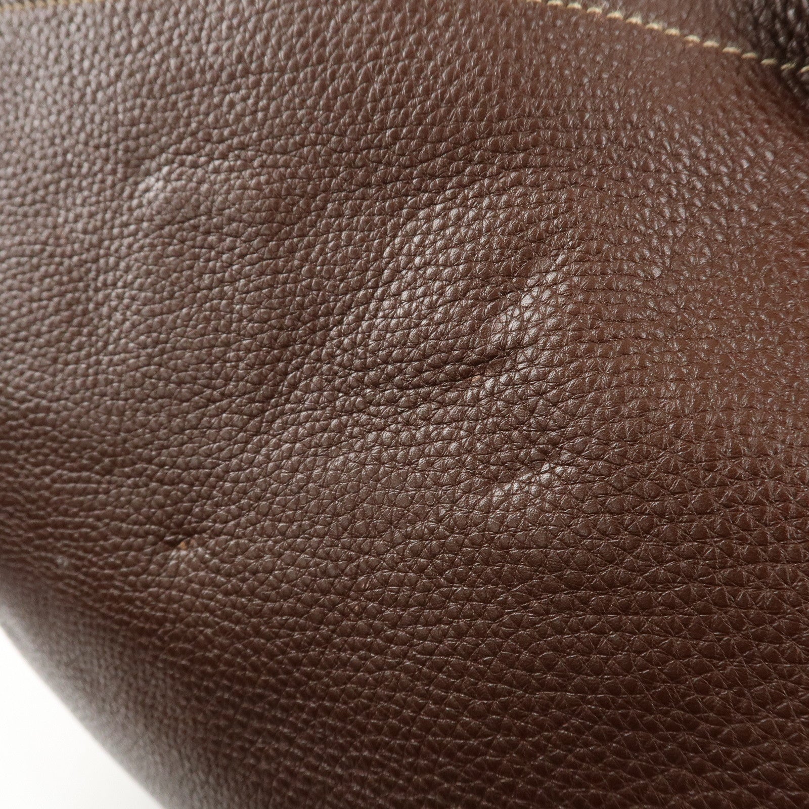 PRADA Leather Shoulder Bag Brown BR3408 Used