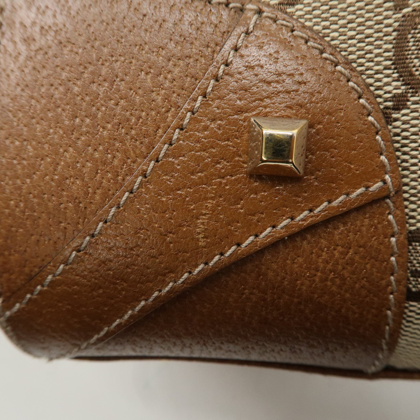 GUCCI GG Canvas Leather Tote Bag Hand Bag Beige Brown 120895 Used