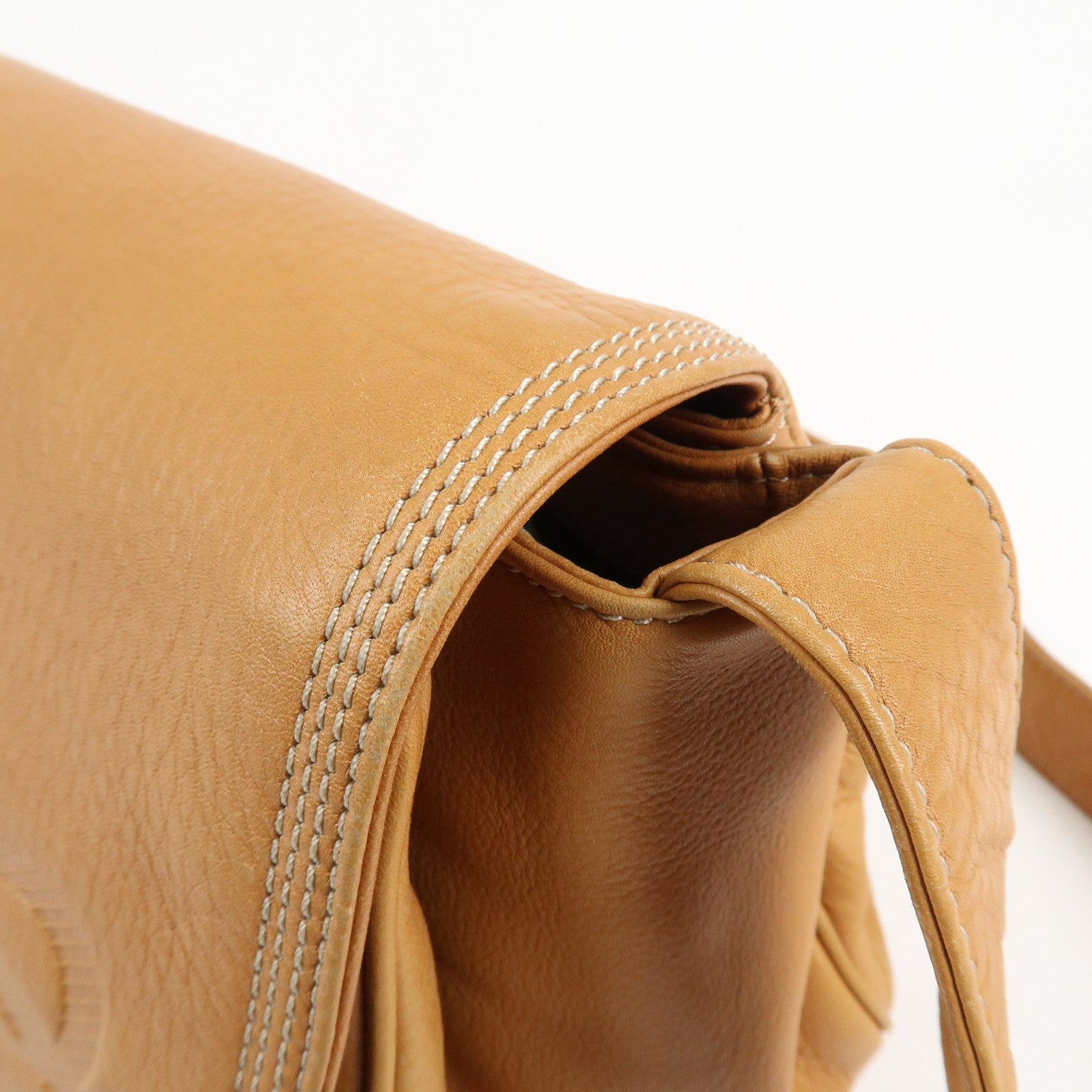 LOEWE Anagram Leather Shoulder Bag Crossbody Bag Brown Used
