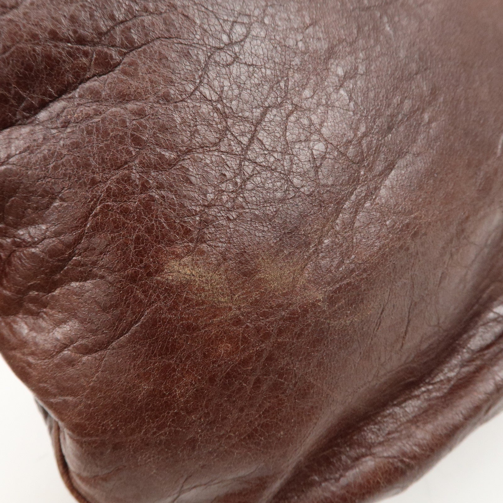 BALENCIAGA Leather Shoulder Bag Brown 497717 Used