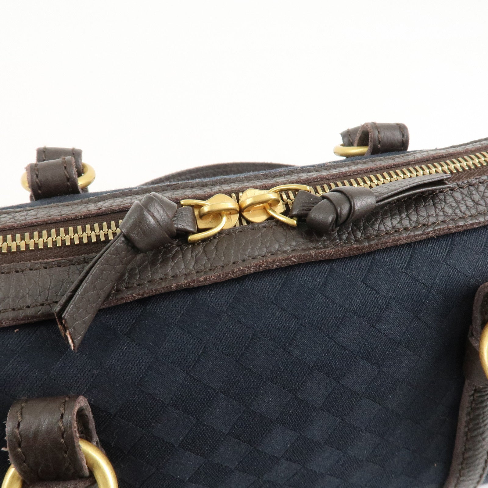 BOTTEGA VENETA Intrecciato Canvas Leather Mini Boston Bag 142470 Used