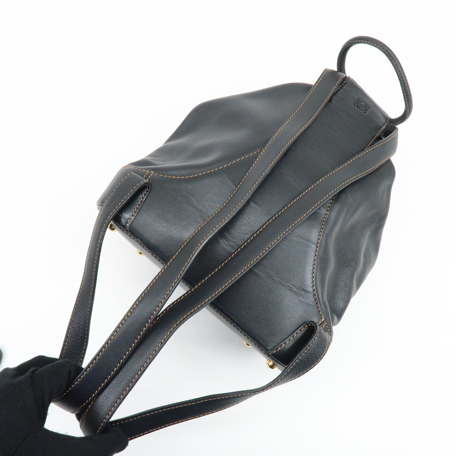 LOEWE Anton Leather Backpack Rucksuck Black