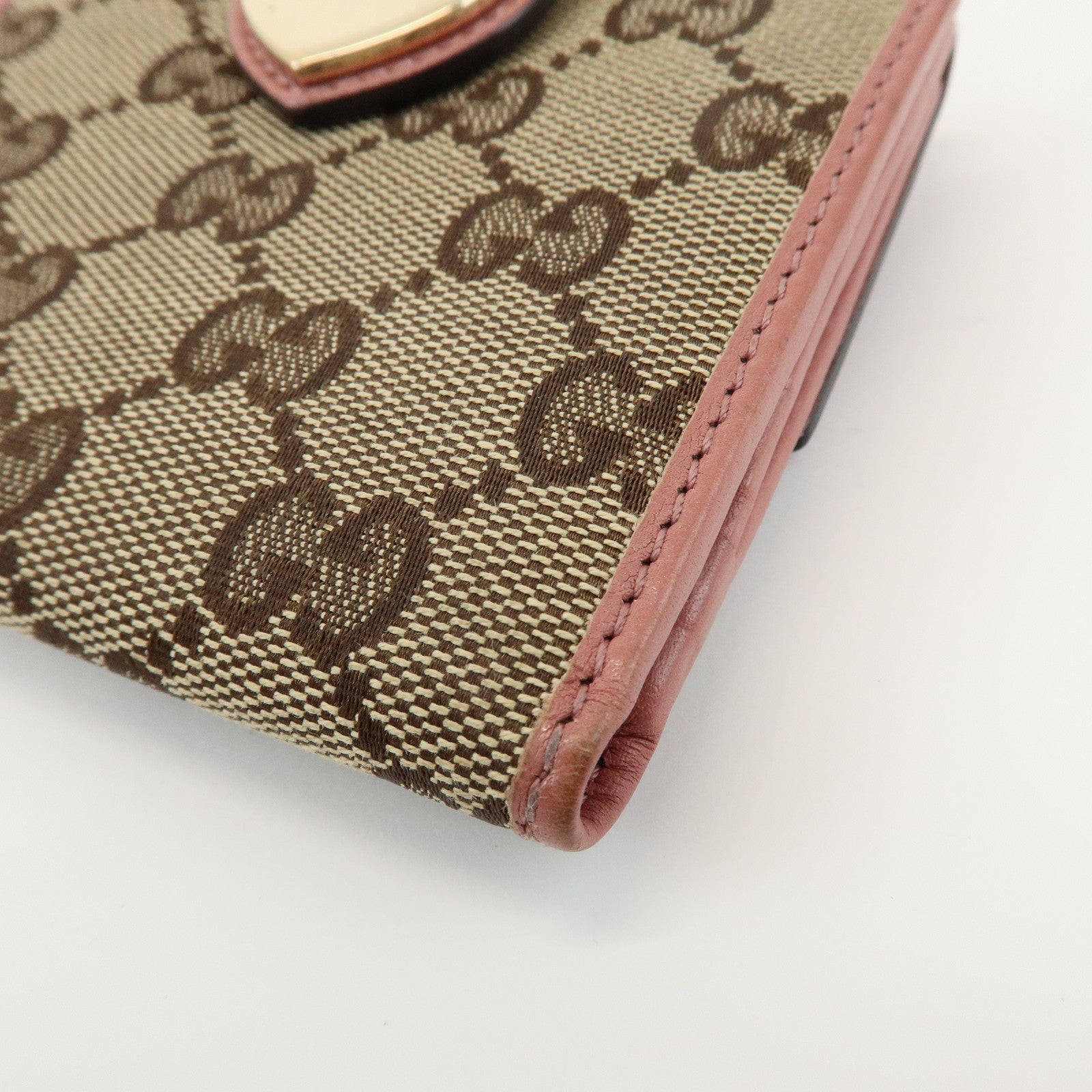 GUCCI Lovely Heart GG Monogram Canvas Leather Compact Wallet 203548