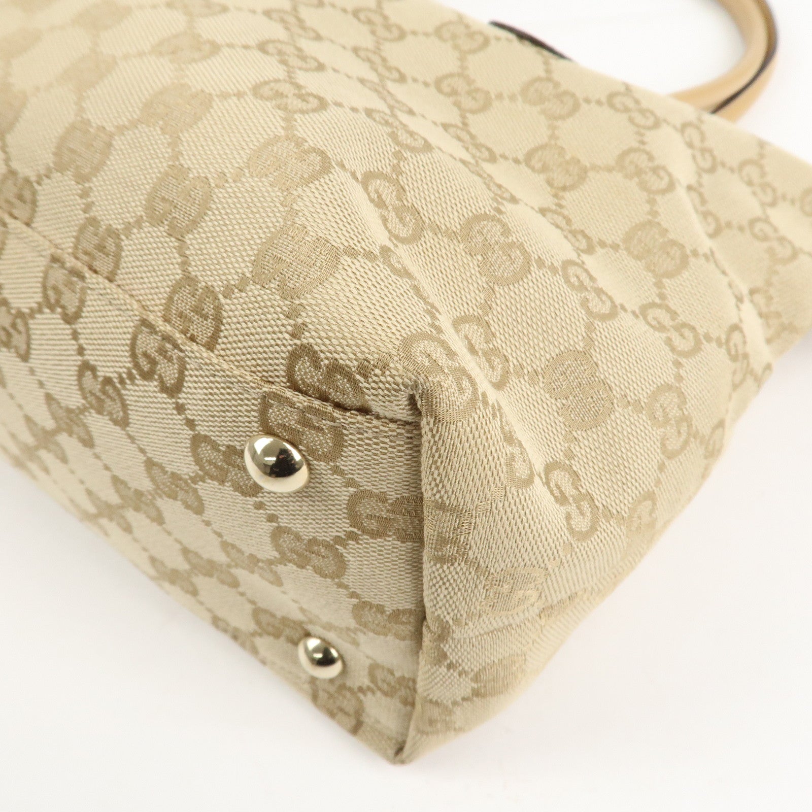 GUCCI Horsebit Sherry GG Canvas Leather Tote Bag Beige 232936 Used