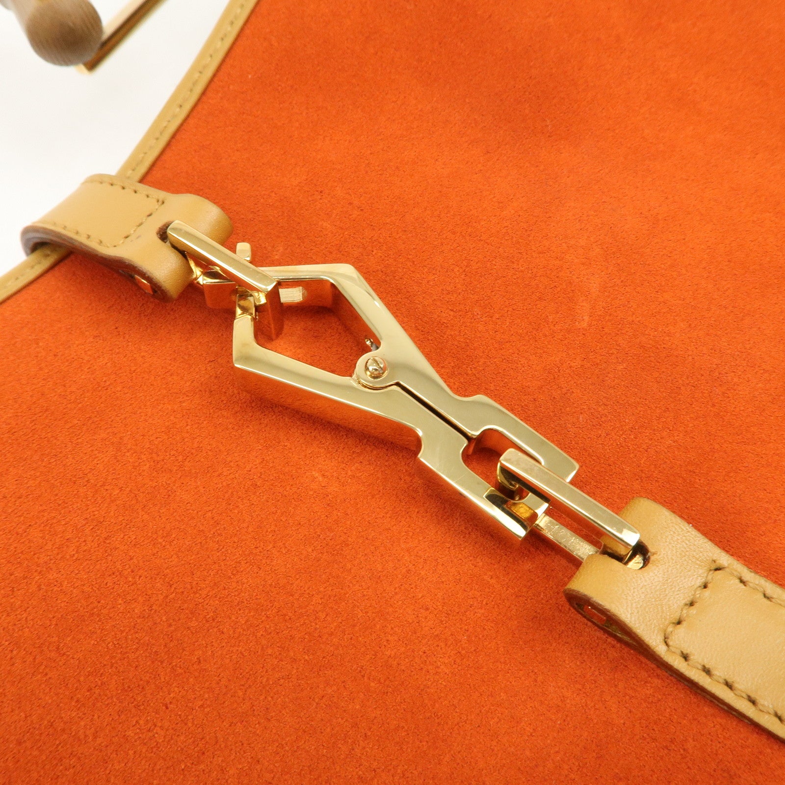GUCCI Bamboo Suede Leather Shoulder Bag Orange 001・4060・002058