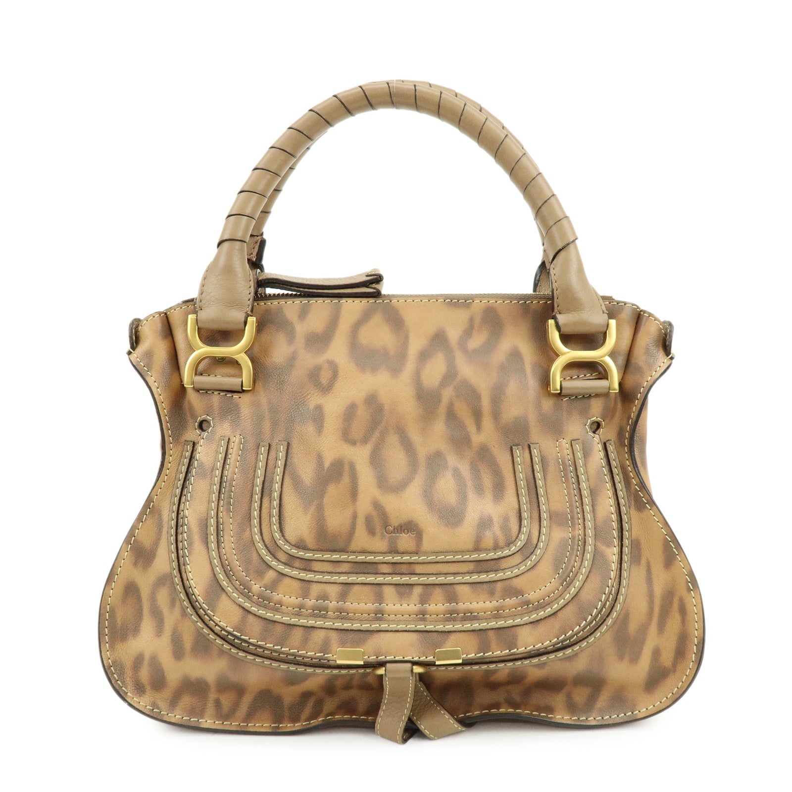 Chloe Marcie Leather Hand Bag Leopard Brown Limited Edition