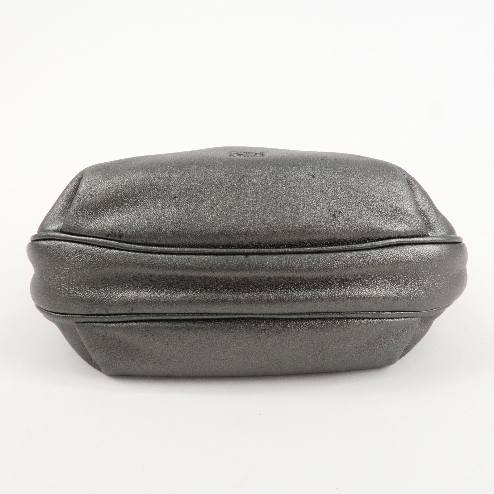 LOEWE Anagram Leather Chain Shoulder Bag Silver Used