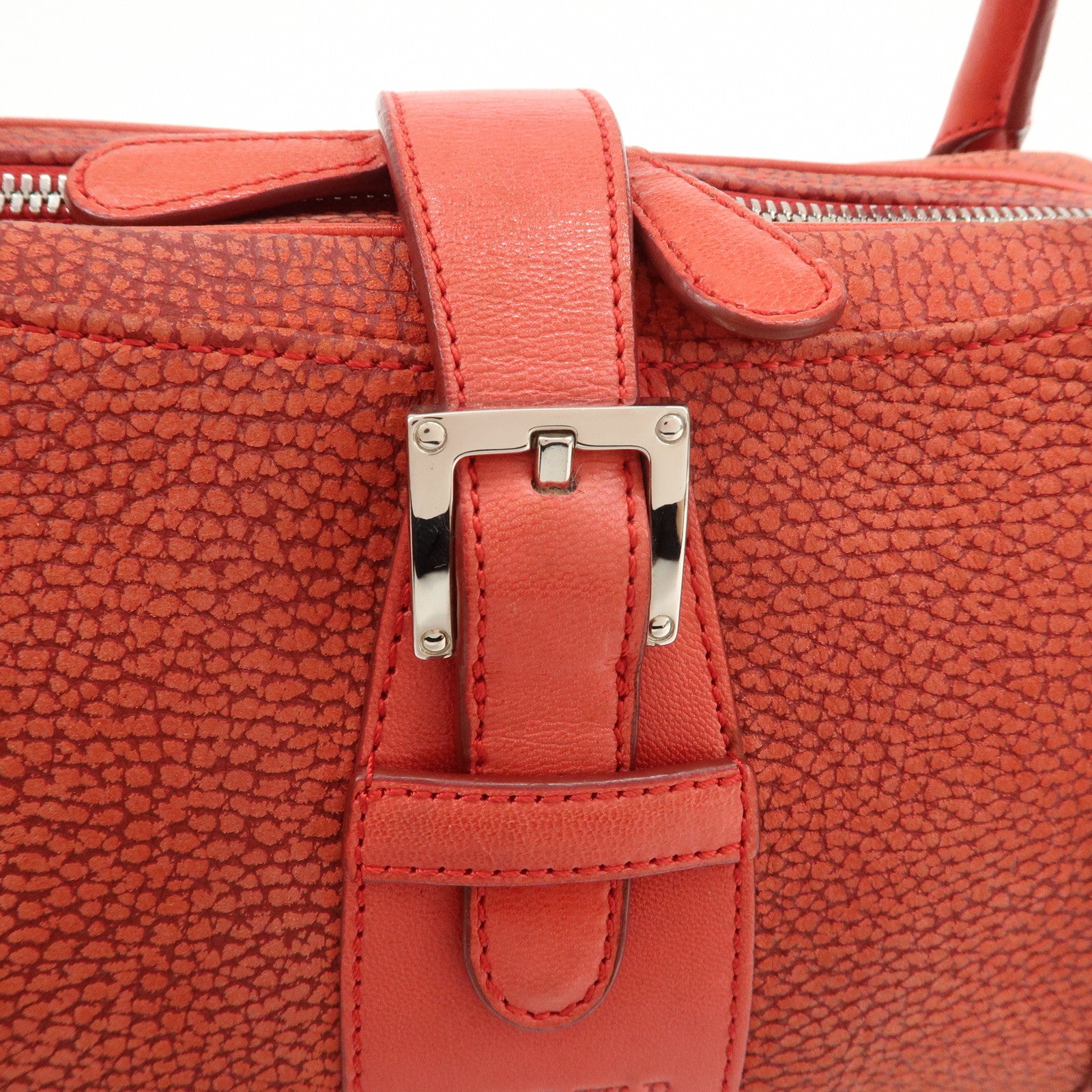 LOEWE Logo Senda Leather Shoulder Bag Hand Bag Red