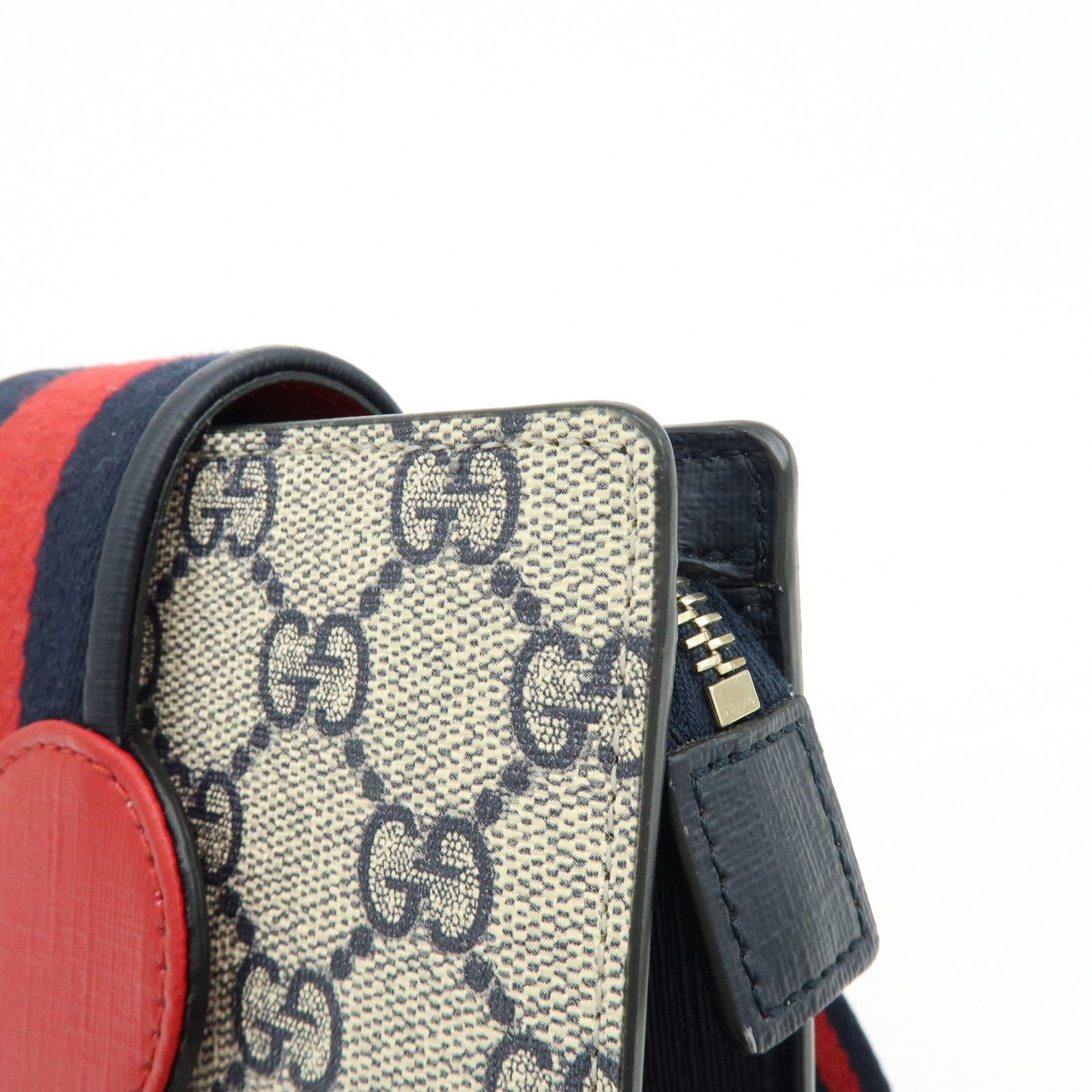 GUCCI Sherry Heart GG Supreme Shoulder Bag Beige Navy 293830