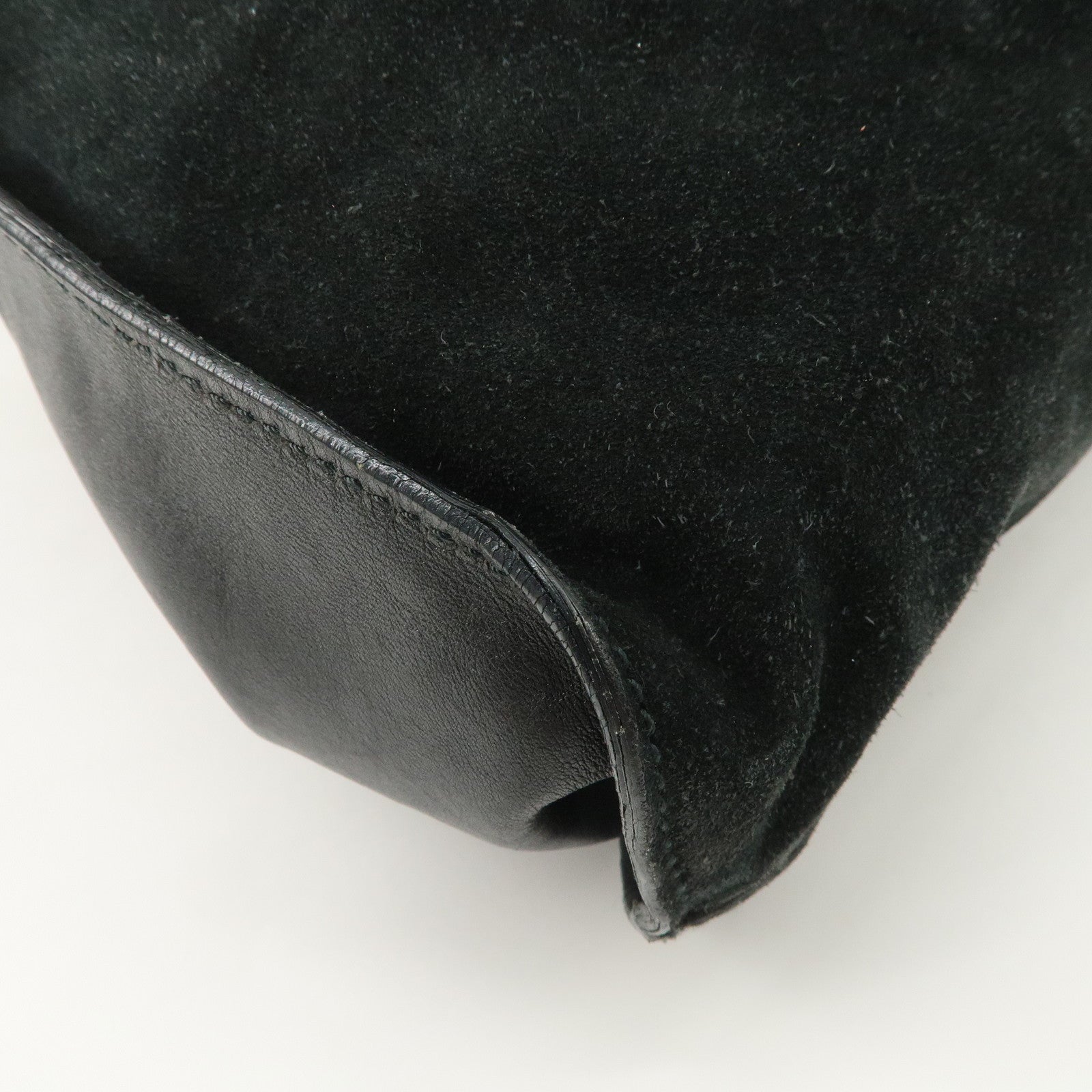 GUCCI Suede Leather Shoulder Bag Tote Bag Black 001.4332 Used