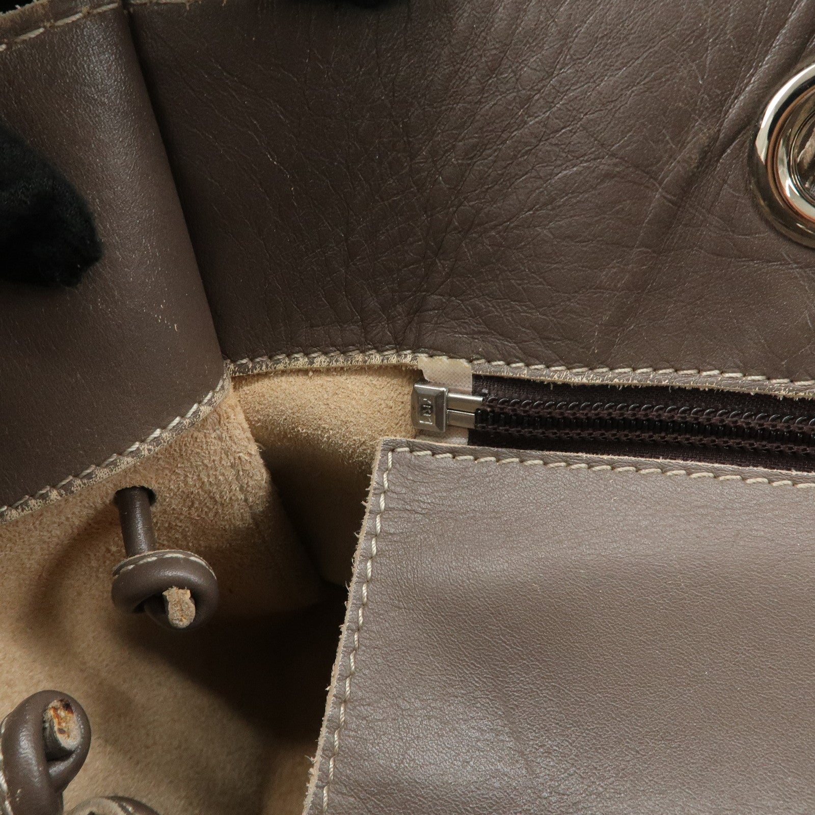 LOEWE Anagram Leather Shopper Tote Bag Shoulder Bag Brown Used