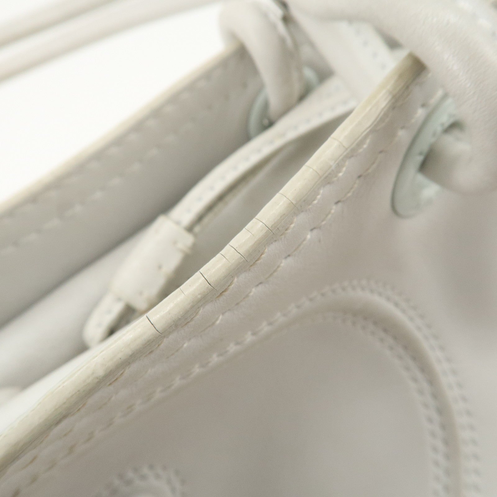 LOEWE Anagram Logo Leather Shopper Tote Bag Shoulder Bag White