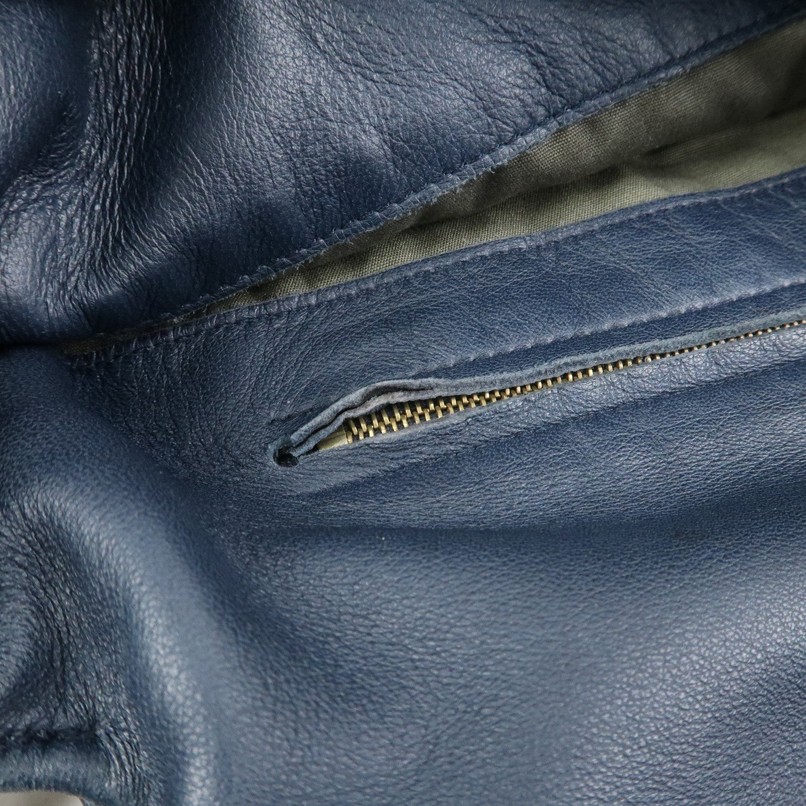 BOTTEGA VENETA Intrecciato Lamb Skin Shoulder Bag Navy 163971