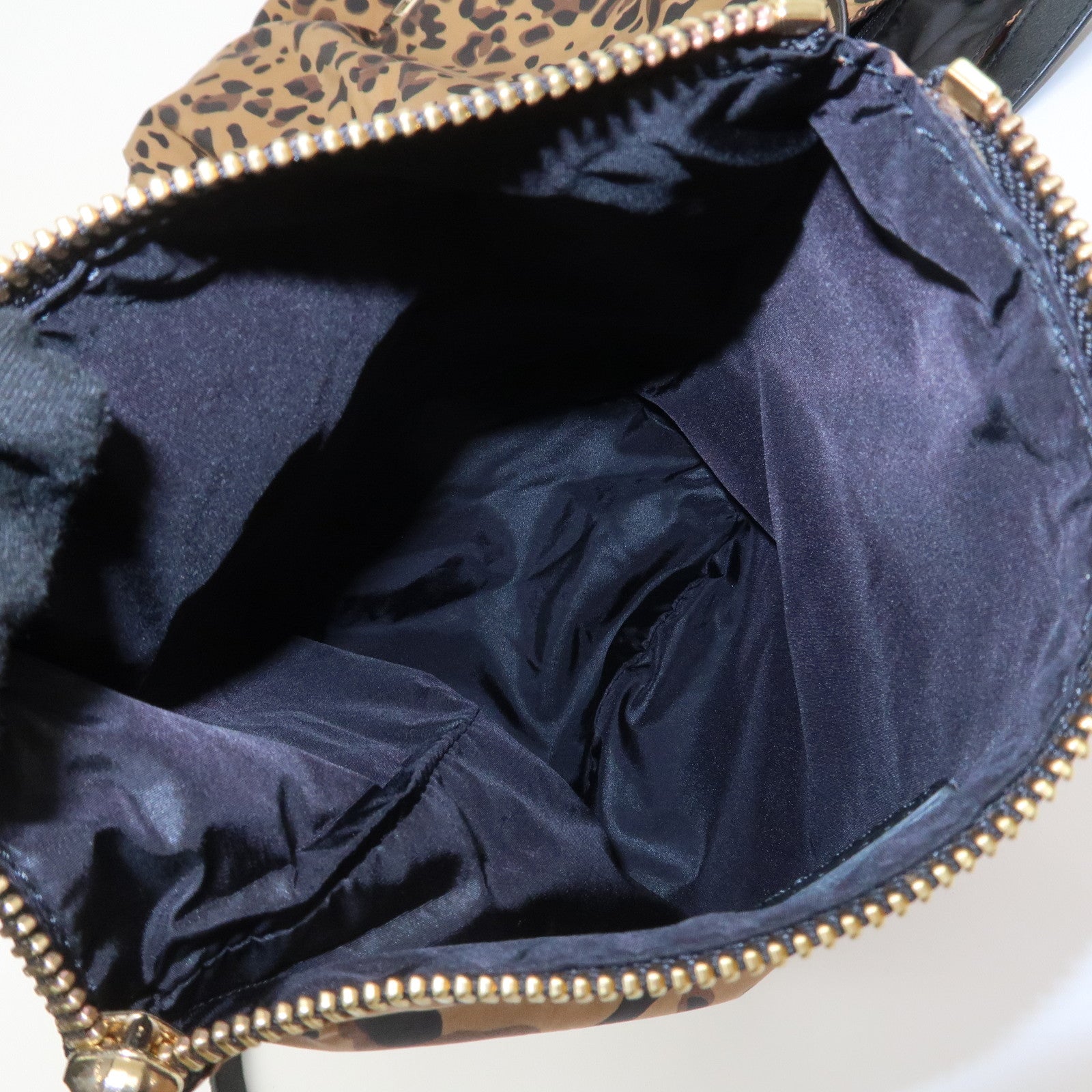 JIMMY CHOO Nylon Tote Bag Shoulder Bag Leopard Brown Black