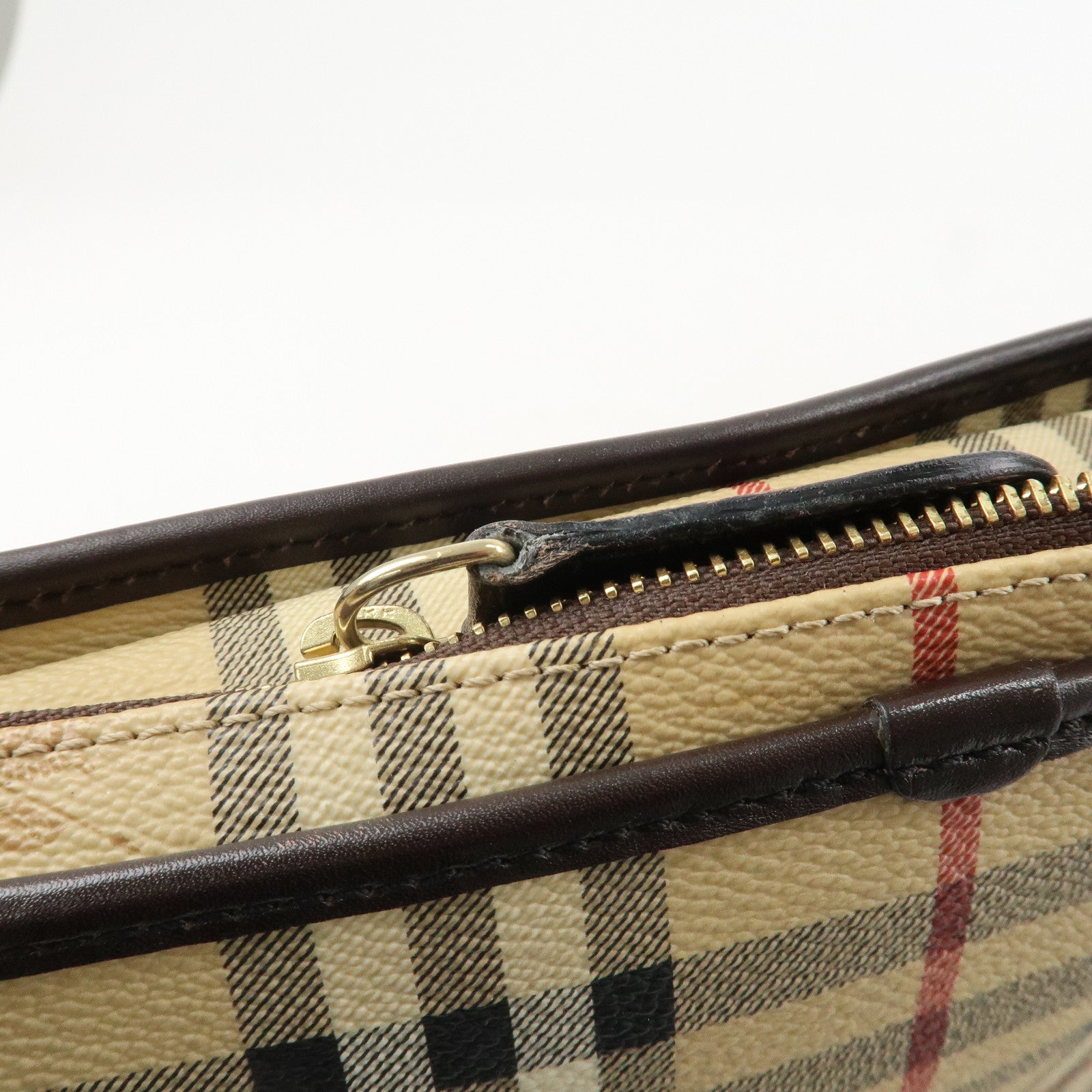BURBERRY Nova Plaid Canvas Leather Shoulder Bag Hand Bag Used
