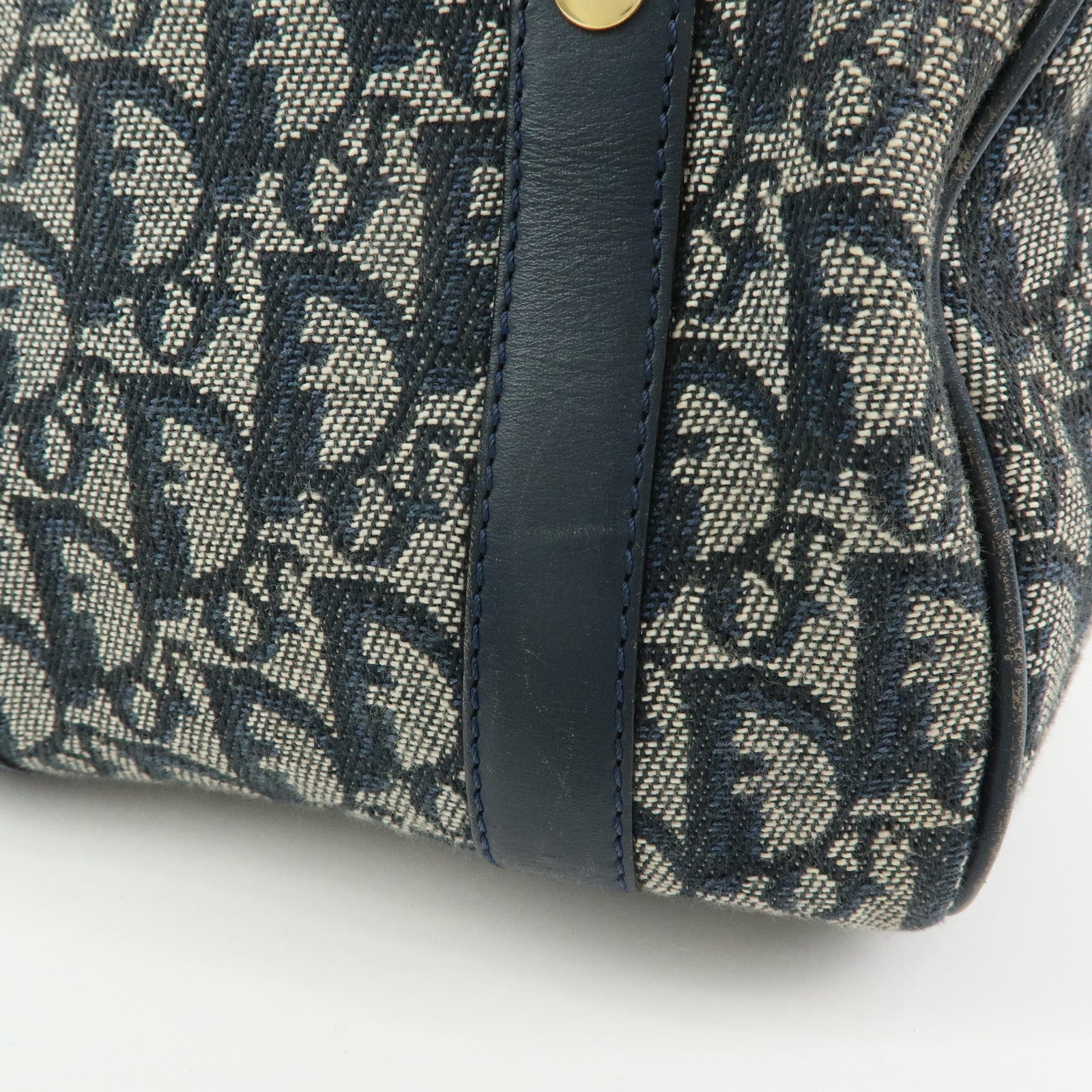 Christian Dior Trotter Jacguard Leather Mini Boston Bag Navy