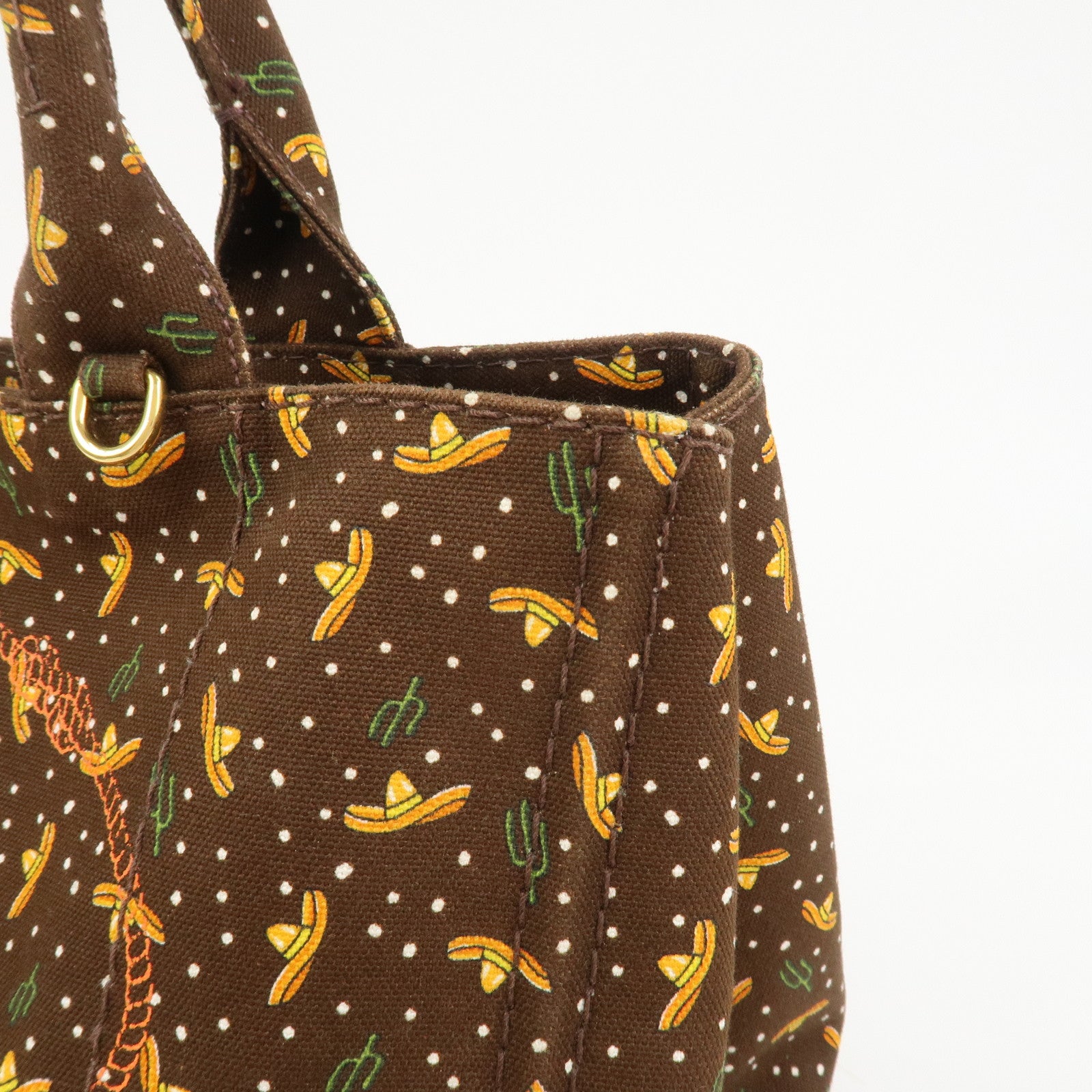 PRADA Canapa Canvas 2Way Bag Hand Bag Shoulder Bag Brown Orange