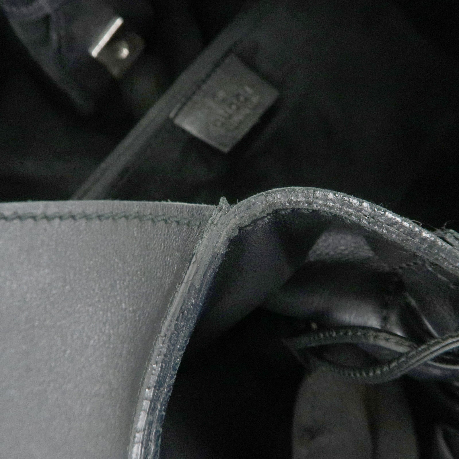 GUCCI Leather Tote Bag Hand Bag Black 76554