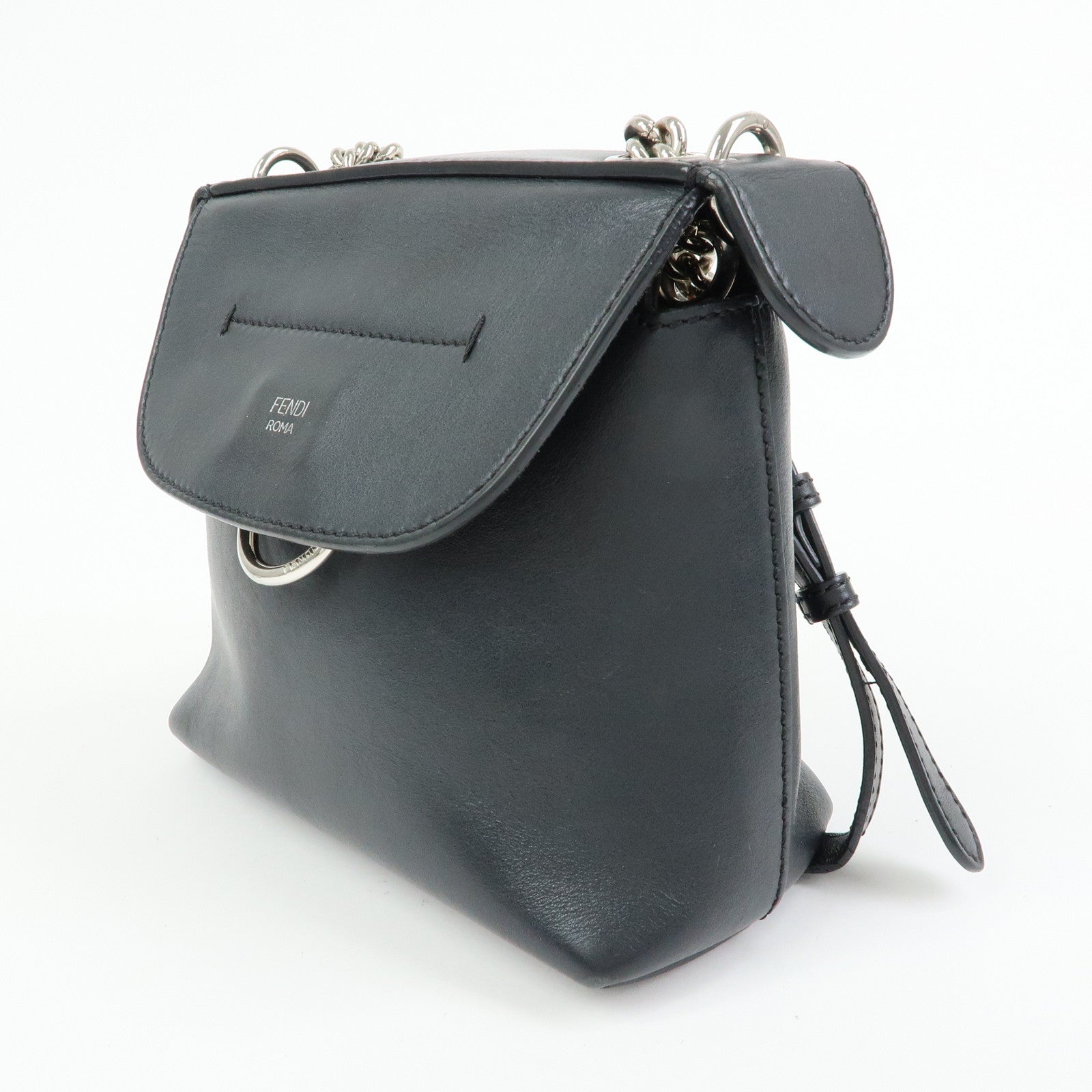 FENDI Bag to School Leather 2Way Bag Hand Bag Shoulder Bag Black