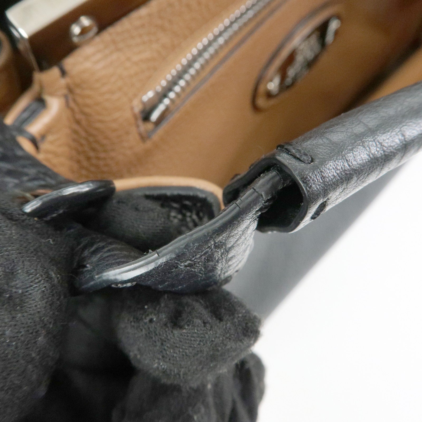 FENDI Peekaboo Selleria Leather 2Way Hand Shoulder Bag Black 8BN290