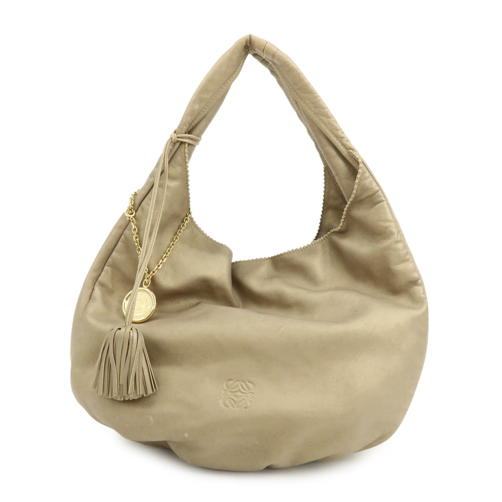 LOEWE Anagram Viento Nappa Leather Tote Bag Shoulder Bag Gold