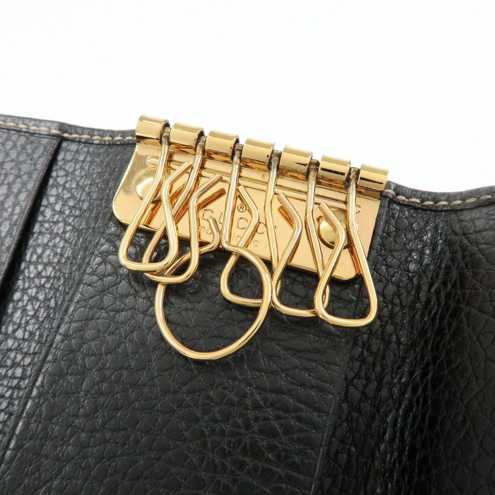 GUCCI Sherry Leather 6 Ring Key Case Key Holder Black 181673