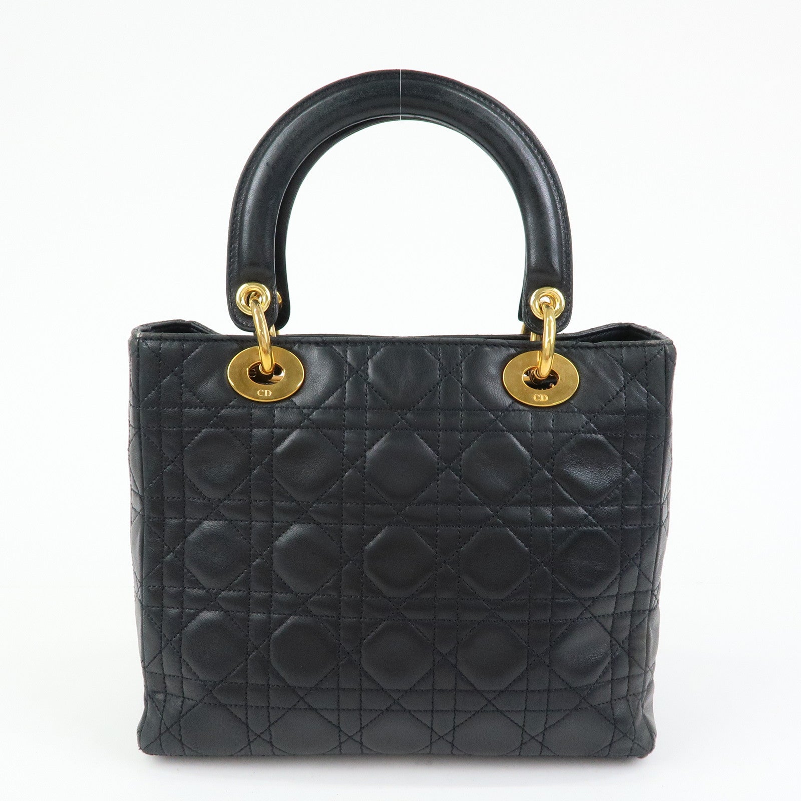Christian Dior Lady Dior Leather 2Way Bag Hand Bag Black