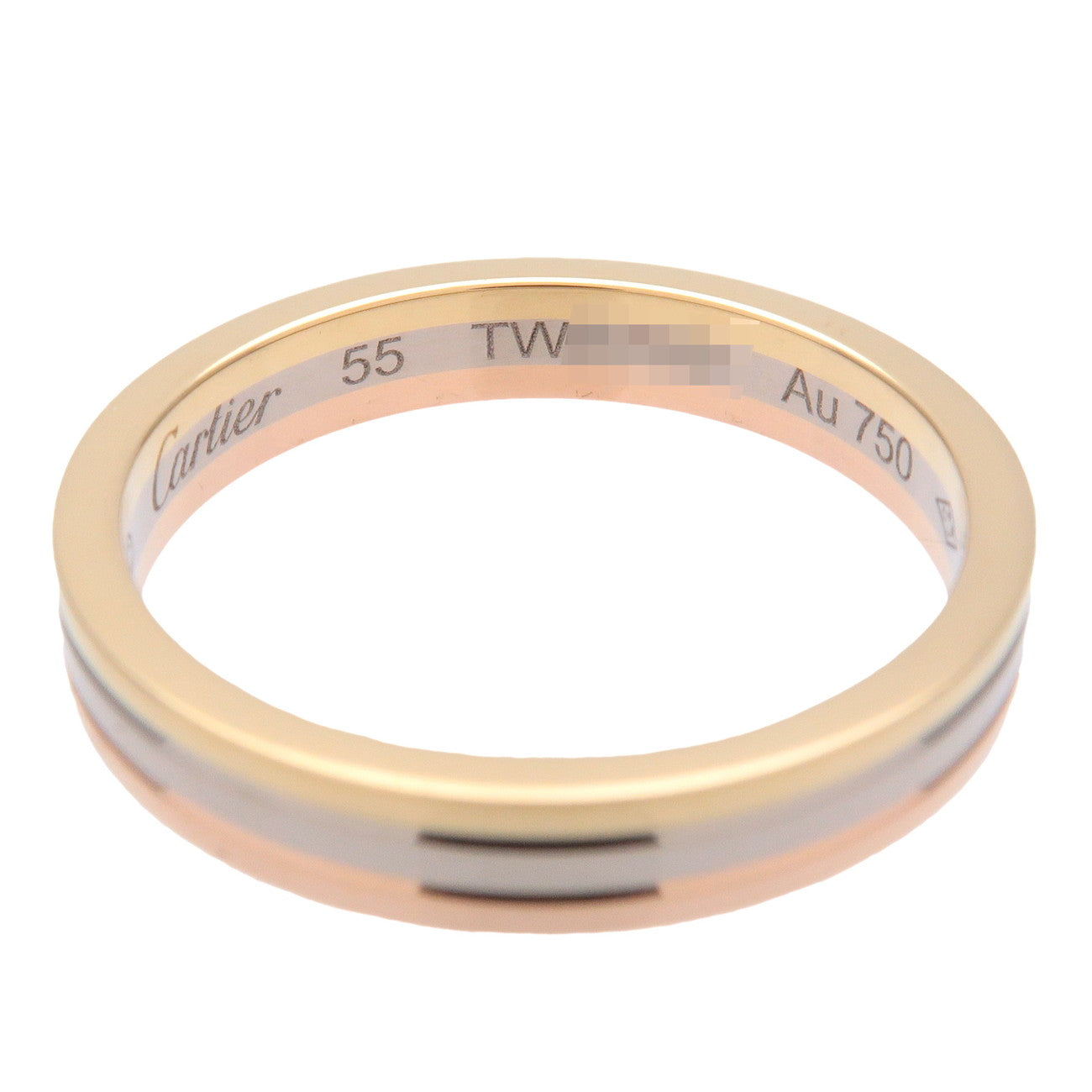 Cartier Vandome Three Color Ring #55 K18 750YG/WG/PG US7-7.5 Used