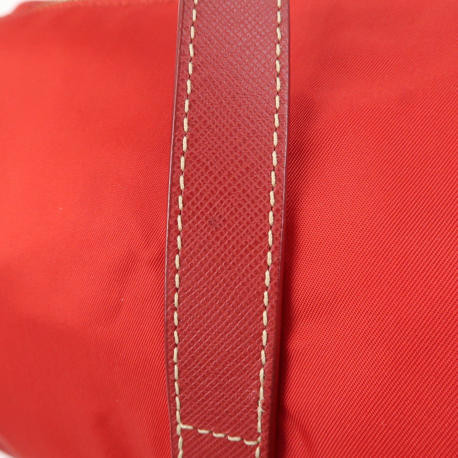 PRADA Triangle Logo Nylon Leather 2Way Shoulder Bag Hand Bag Red Used