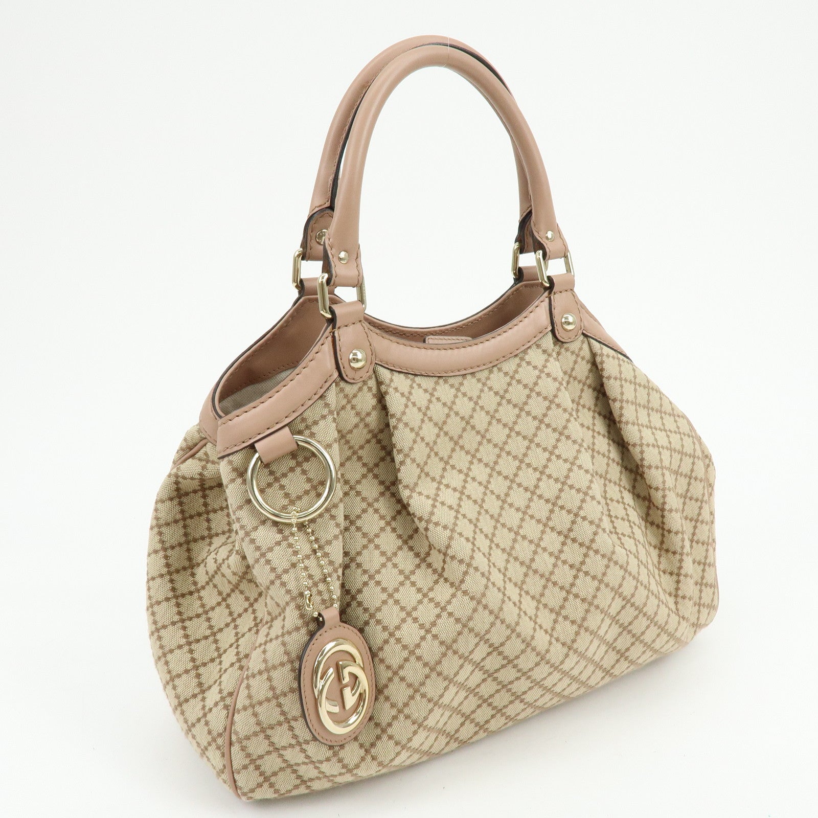 GUCCI Sukey GG Canvas Leather Tote Bag Hand Bag 211944 Authentic Used F/S