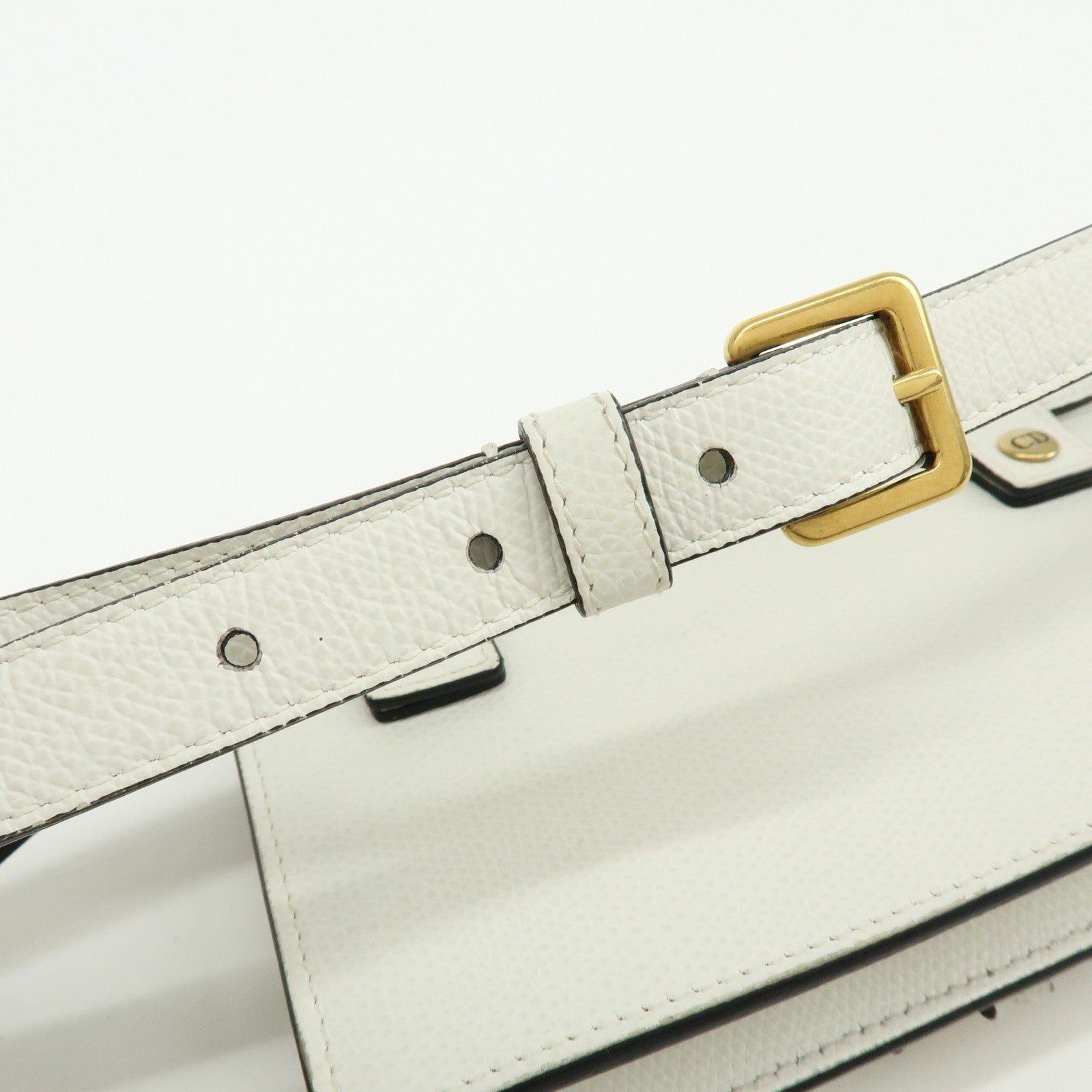 Christian Dior Saddle Calf Leather Waist Pouch Body Bag White