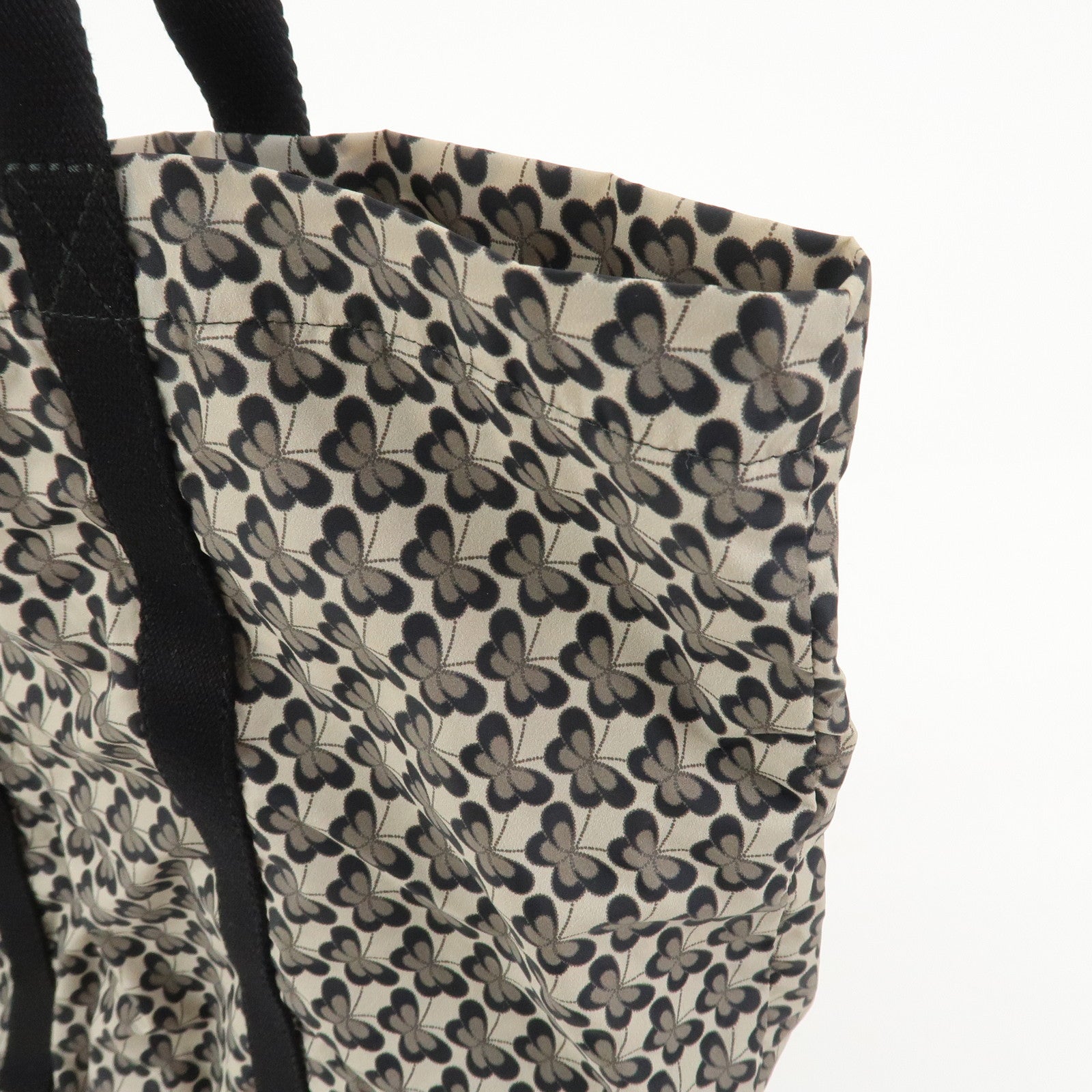 BOTTEGA VENETA Intrecciato Leather Foldable Tote Bag Nylon Black