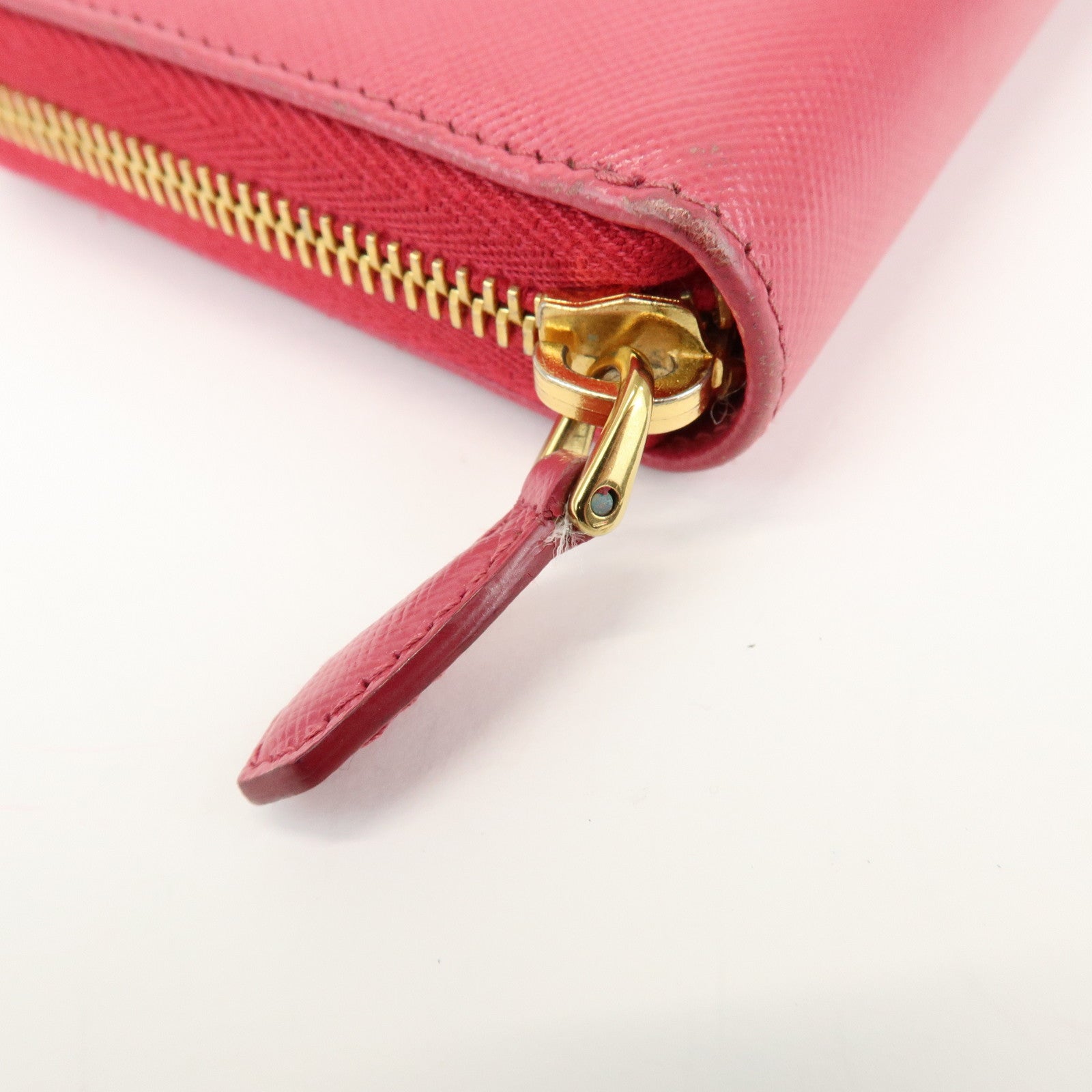PRADA Saffiano Leather Round Zippy Wallet Pink Pink 1M0506