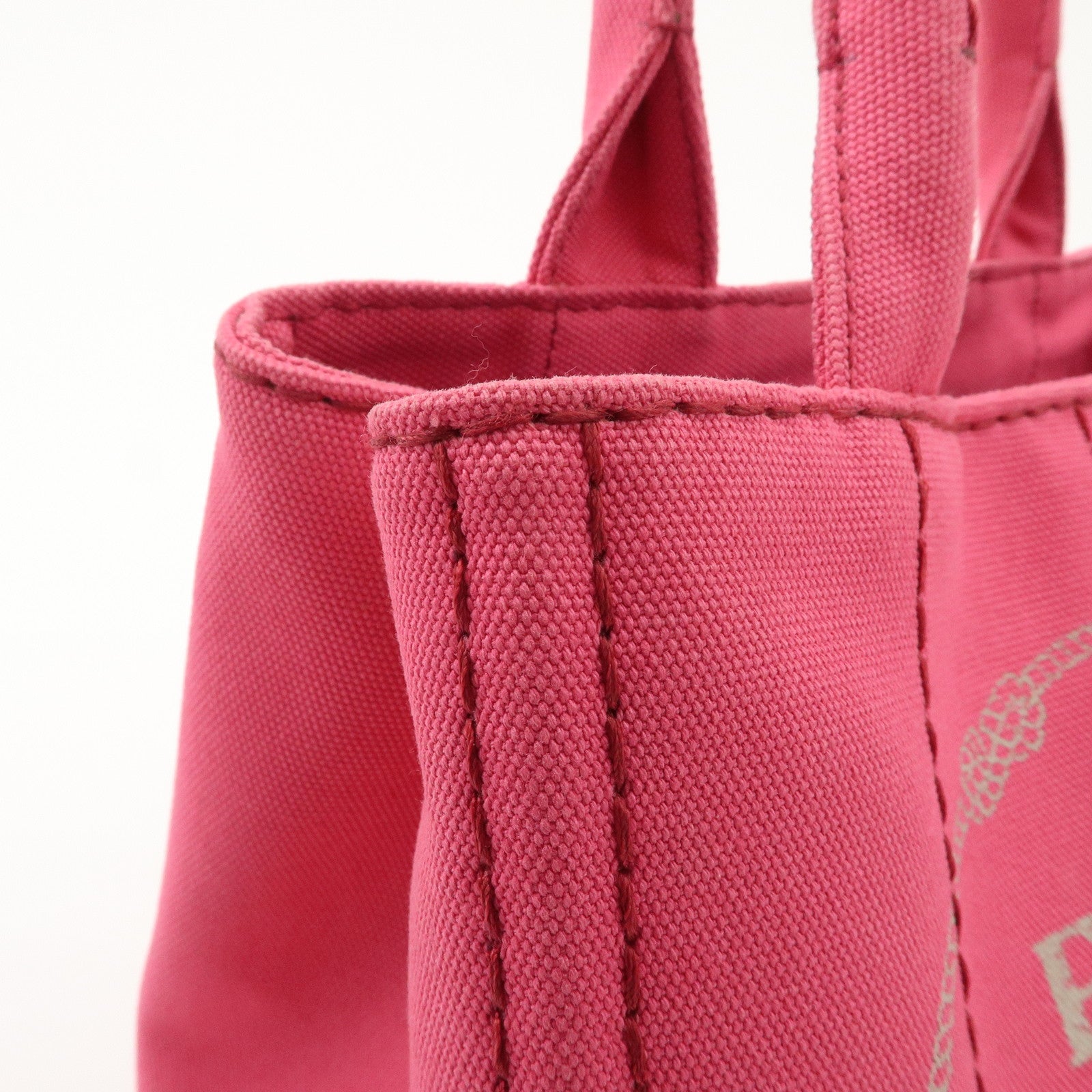 PRADA Logo Canapa Mini Canvas 2Way Tote Bag Pink 1BG439 Used
