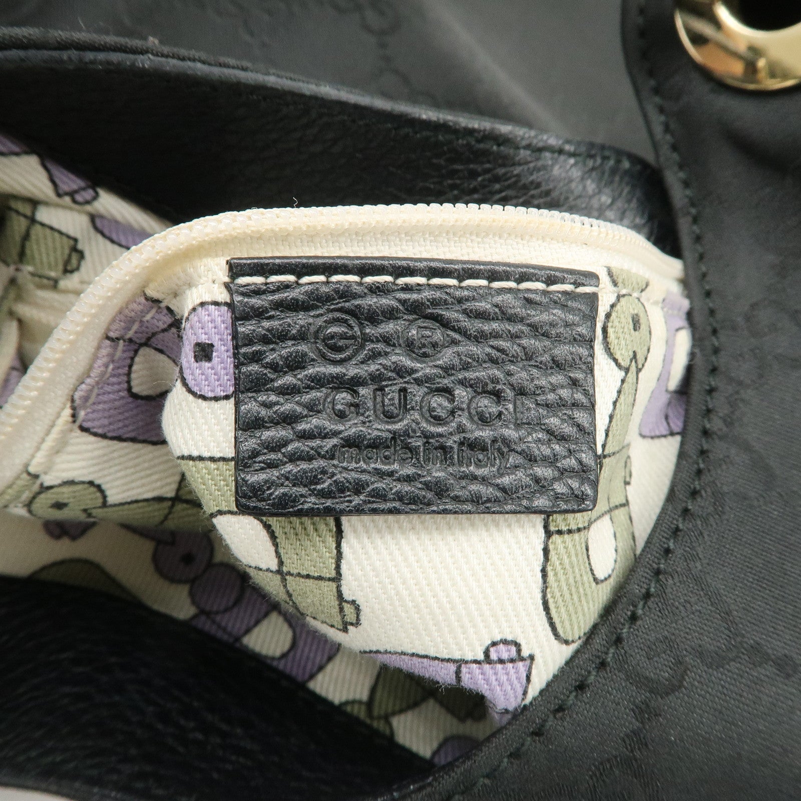 GUCCI GG Nylon Leather Shoulder Bag Hand Bag Black 257268