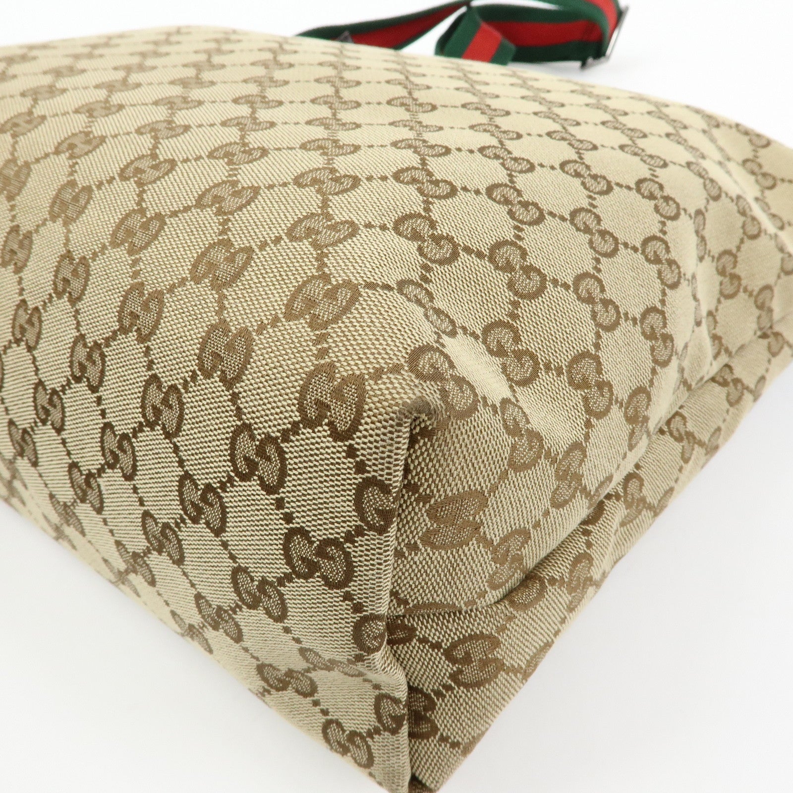 GUCCI Sherry GG Canvas Leather Shoulder Bag Beige Brown 189751