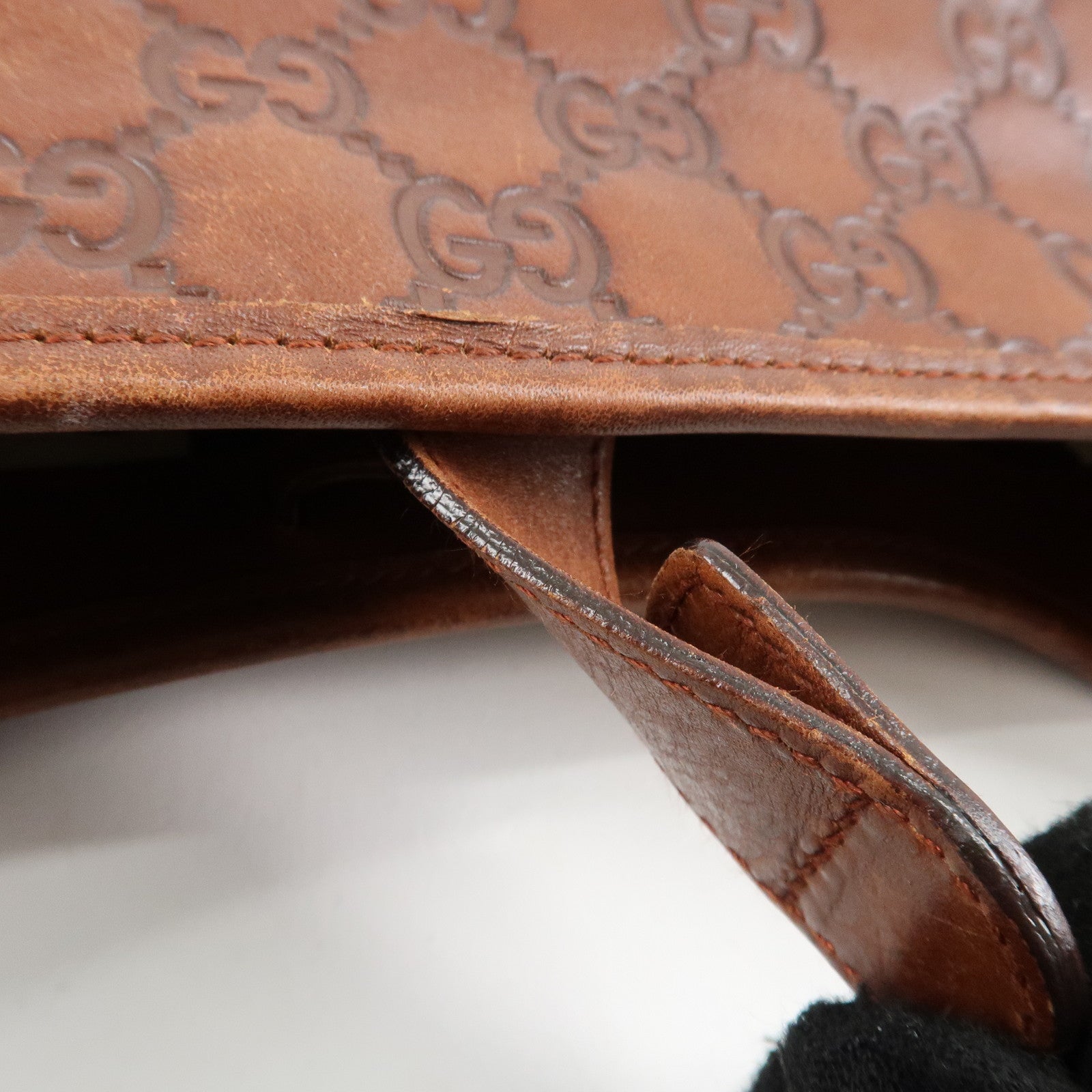 GUCCI Guccissima Leather Shoulder Bag Hand Bag Brown 145778 Used