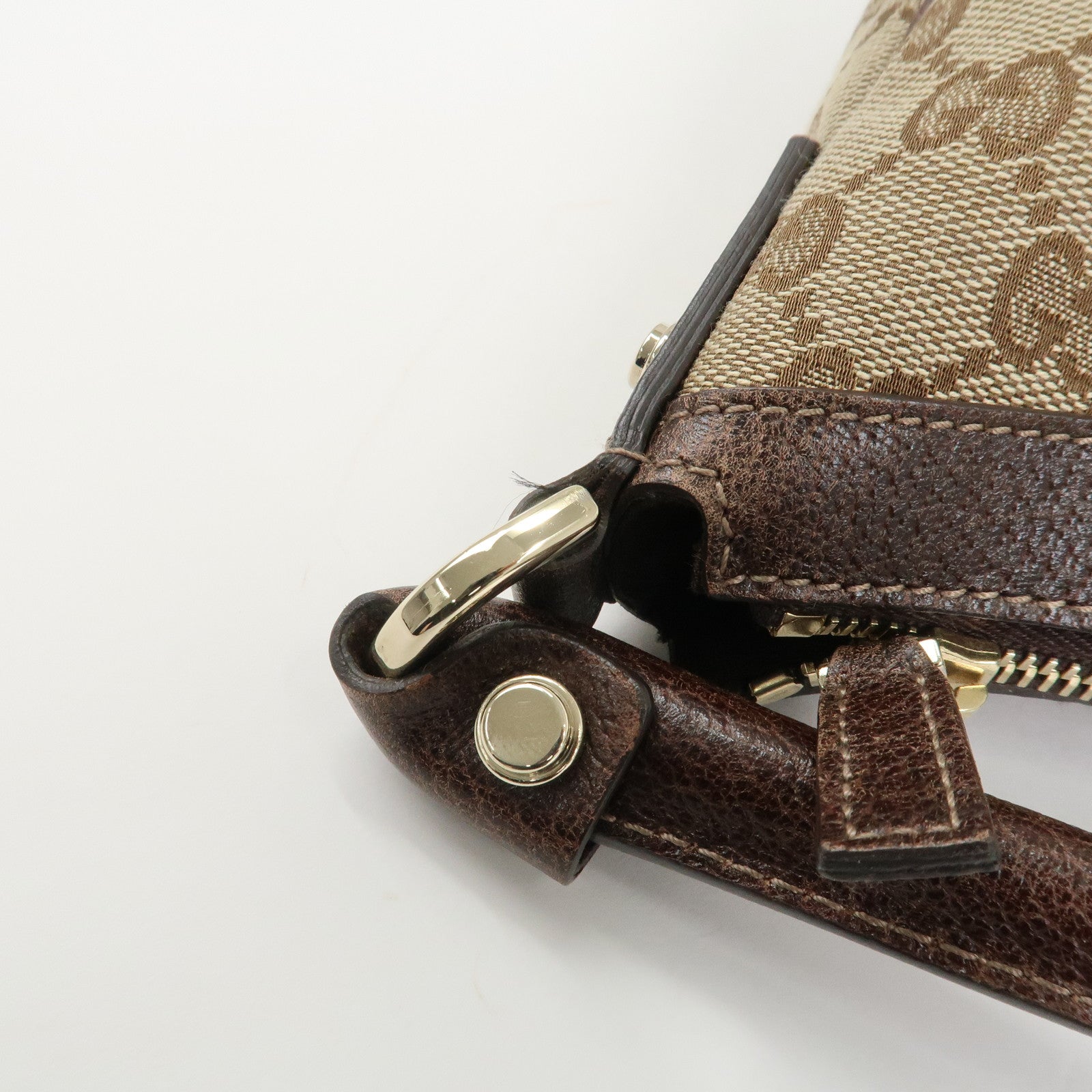 GUCCI Front Pocket Shoulder Bag Hand Bag Brown 153025