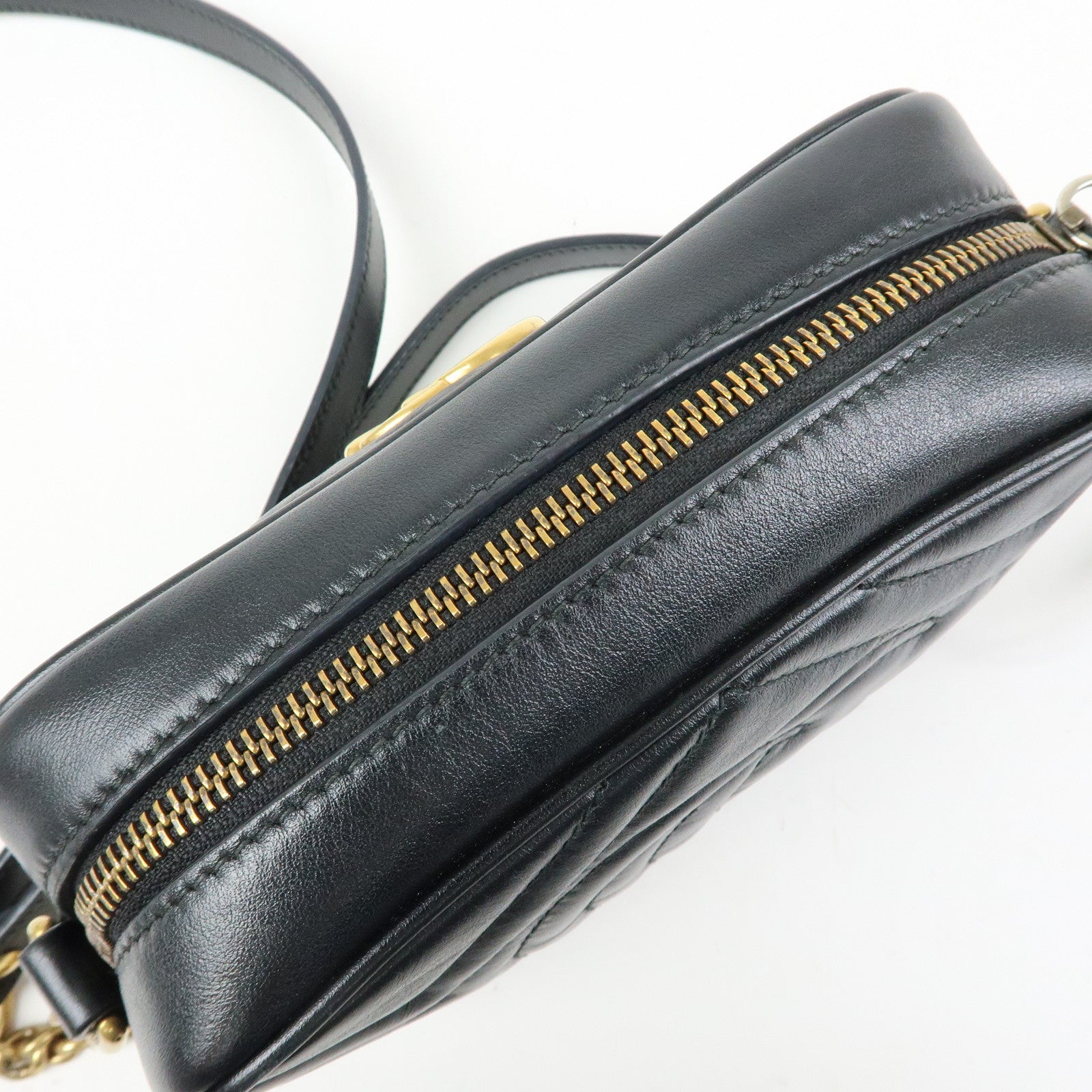 GUCCI GG Marmont Leather Shoulder Bag Crossbody Bag Black 448065