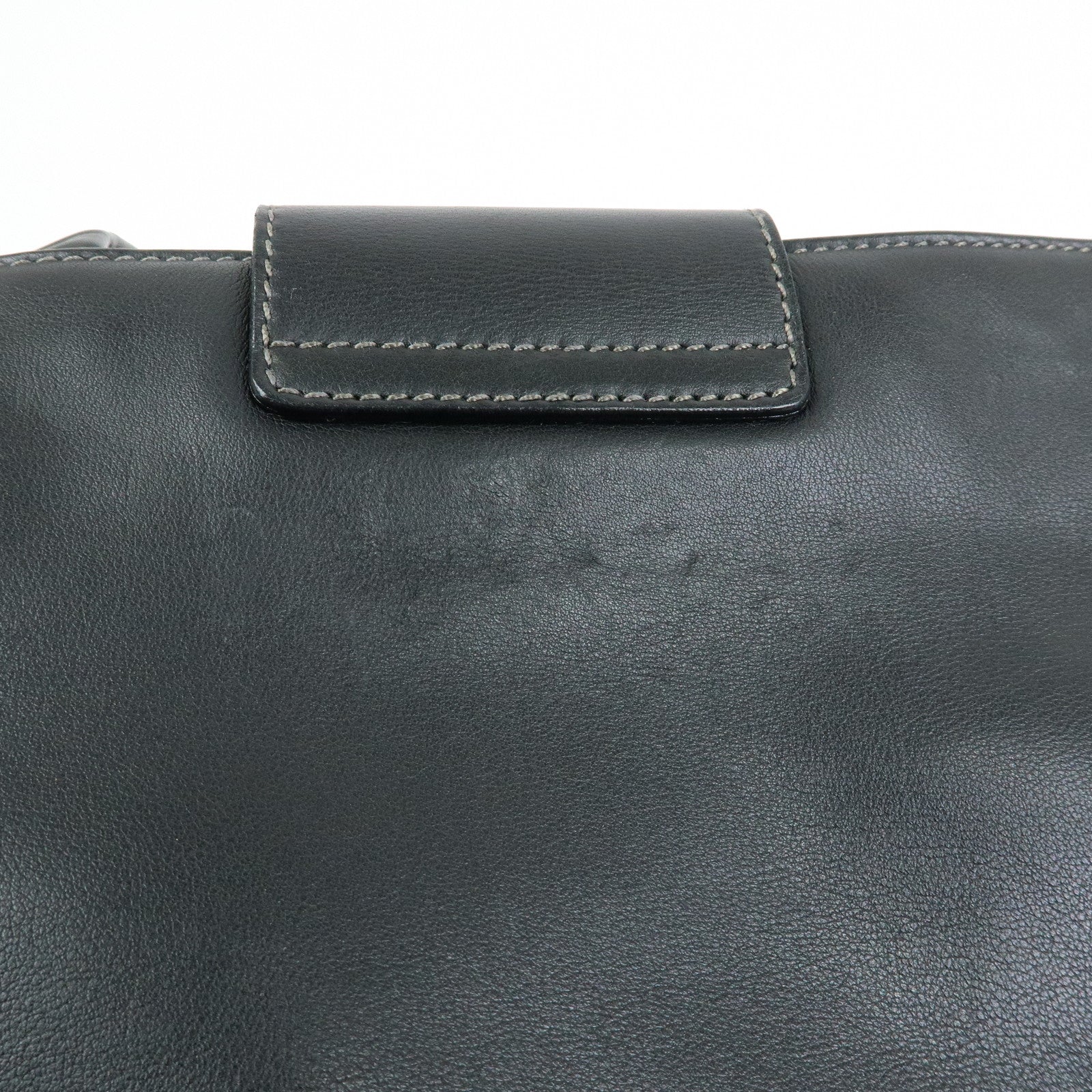 BVLGARI Leather Tote Bag Hand Bag Shoulder Bag Black