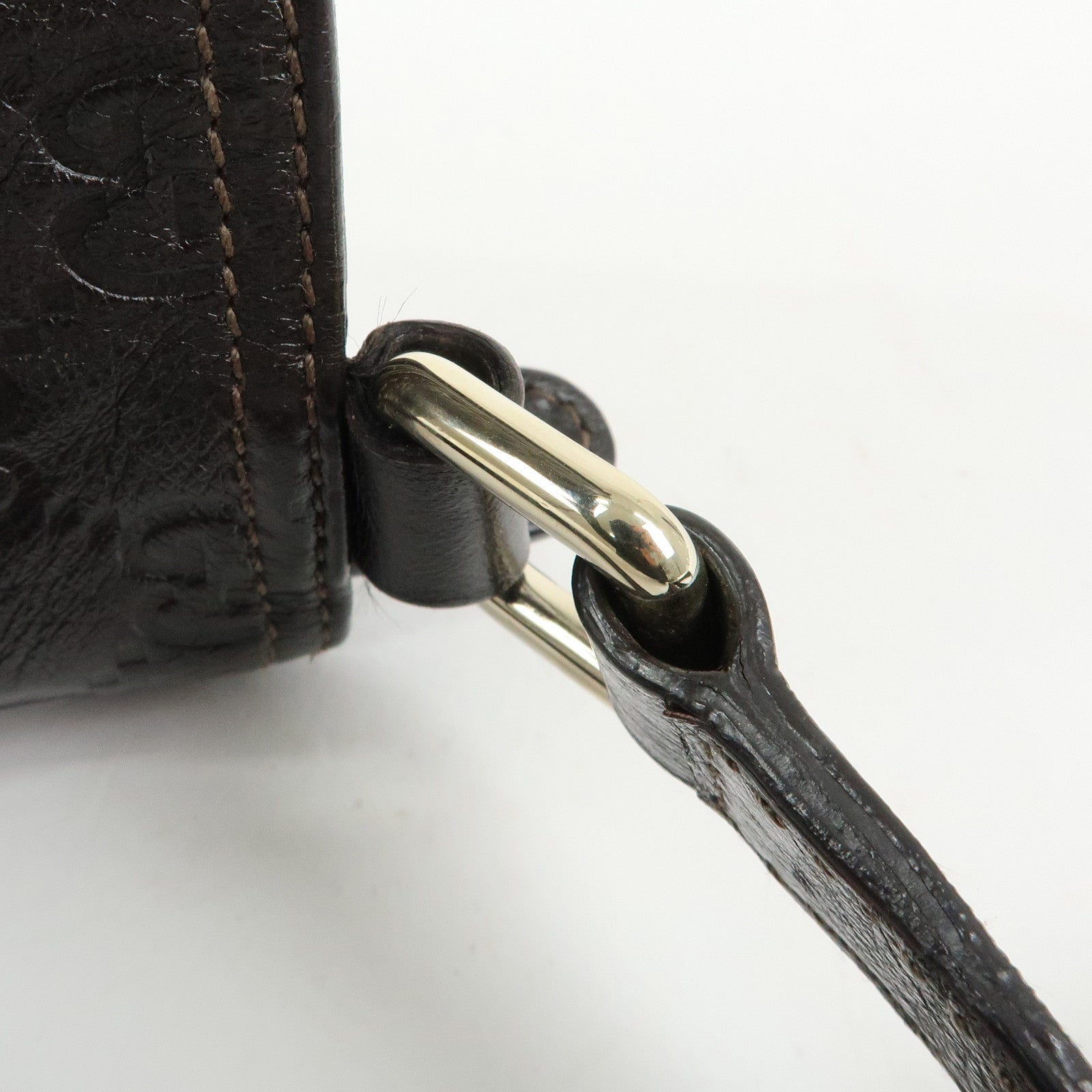 GUCCI Guccissima Leather Shoulder Bag Crossbody Bag Dark Brown