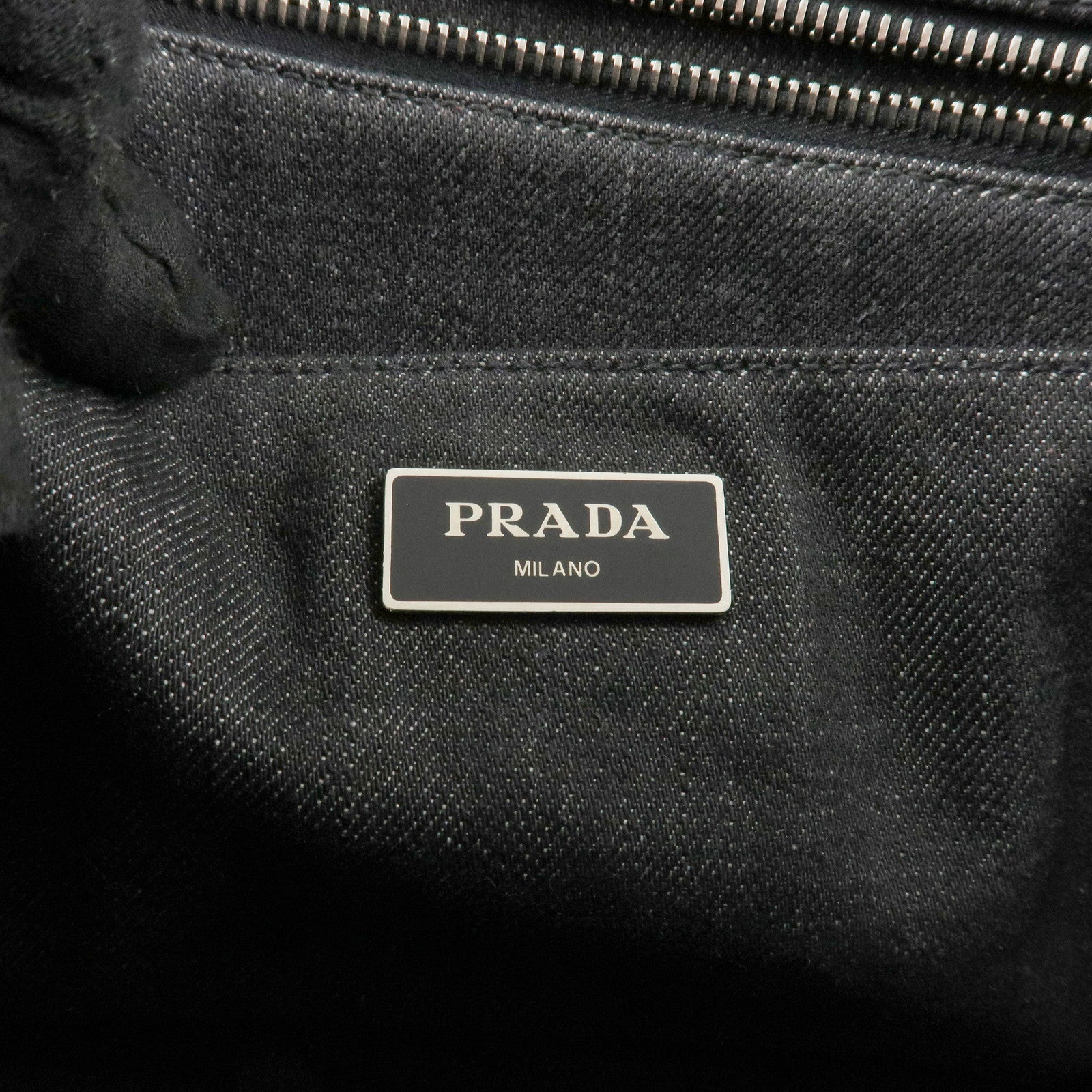 PRADA Canapa Mini Canvas Studs 2Way Shoulder Bag Hand Bag Black B2439G Used